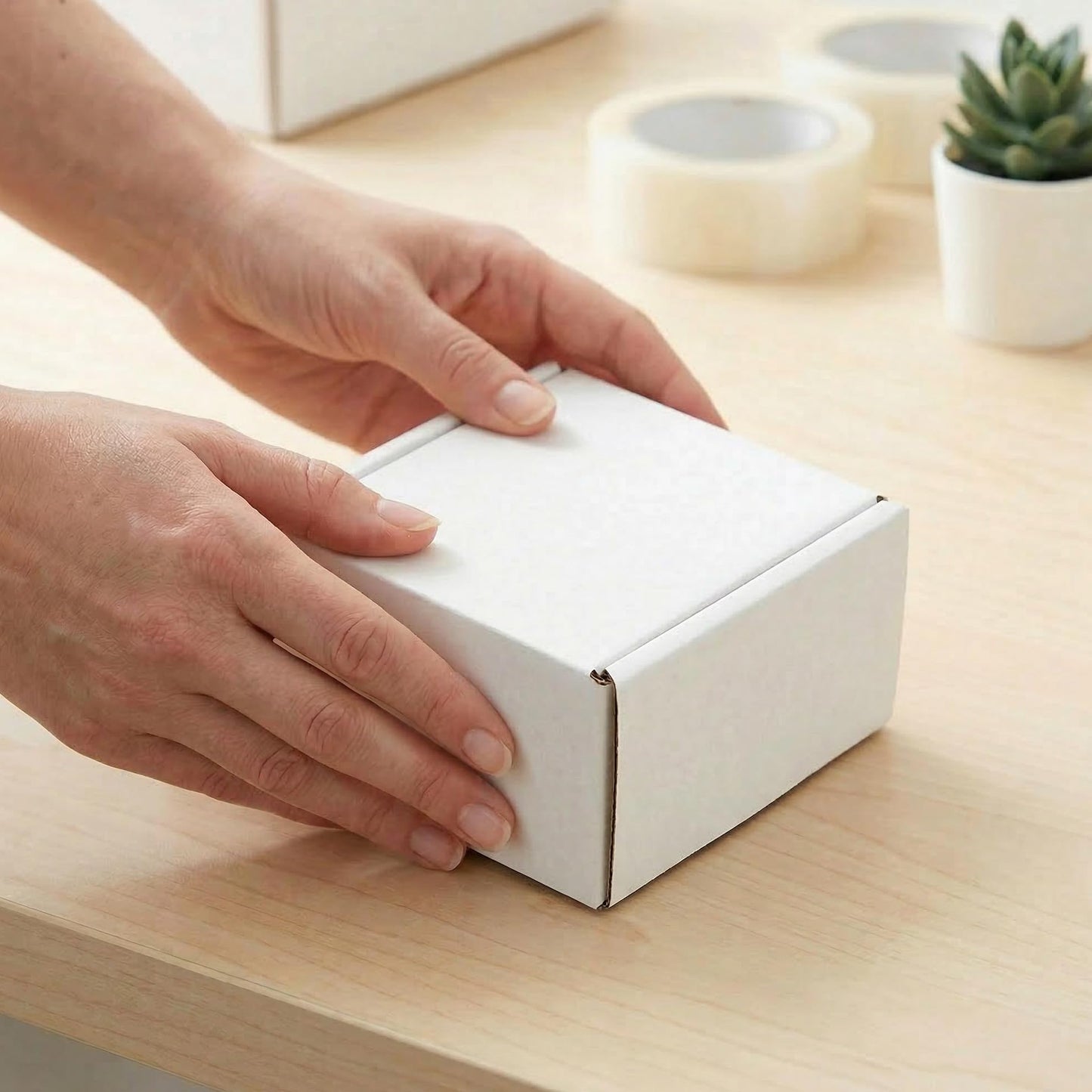 Cedilis 75 Pack Corrugated Mailer, 4x4x2 Inches Shipping Boxes, Small Cardboard Box for Shipping Mailing and Storing, Recyclable, Crush Proof, Oyster White
