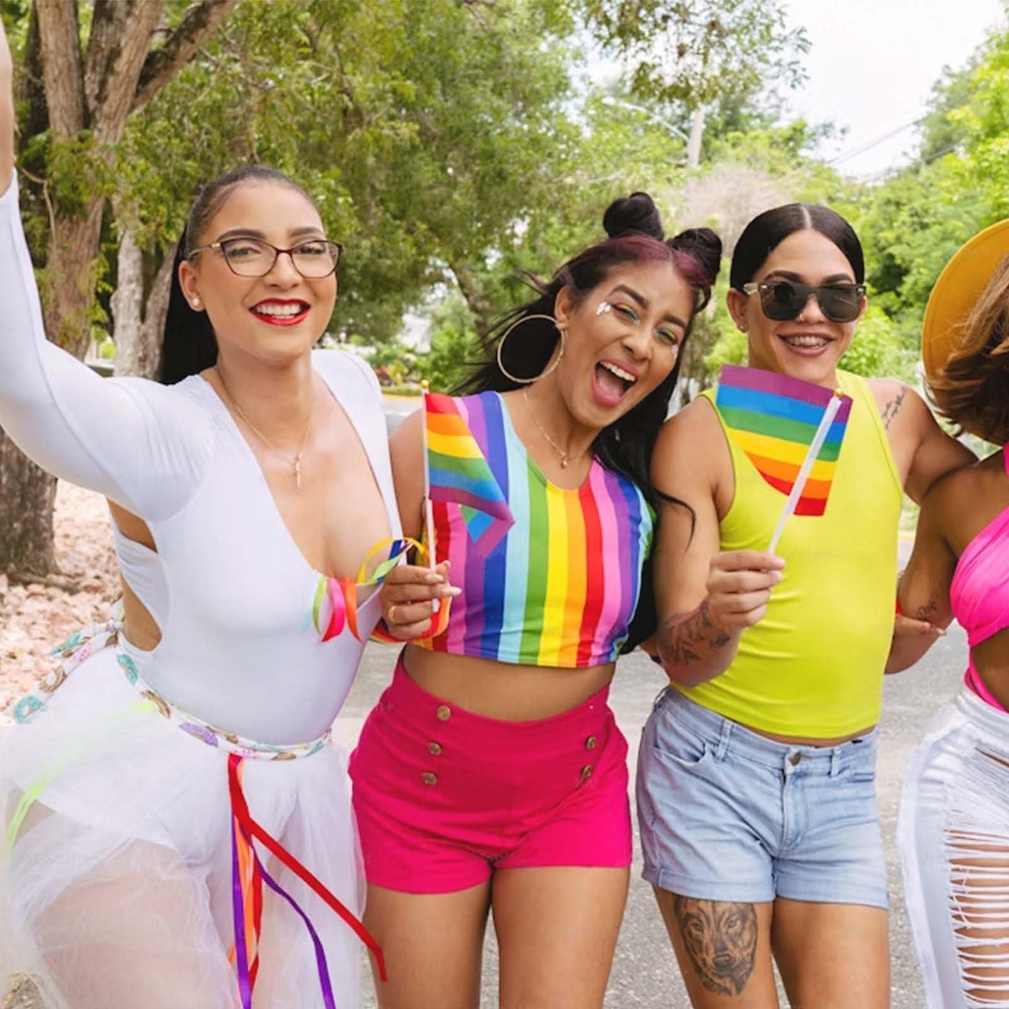 200 Pcs Progress Pride Flags Decorations LGBTQ Accessories Gay Pride Flag Rainbow Flags Stuff Hand Held Stick Small Flags Bulk for Parade Rainbow Festival Party