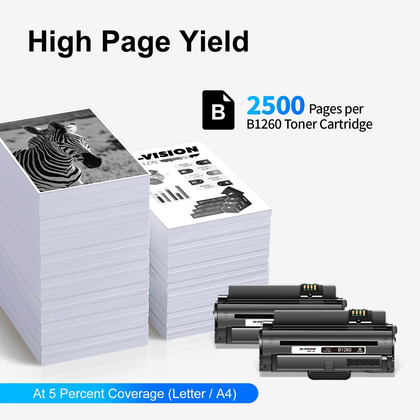 HI-VISION HI-YIELDS Compatible Toner Cartridge Replacement for Dell 1260 Dell 331-7328 RWXNT Used for Dell B1260dn B1260 B1265dn B1265dnf B1265dfw Series Printers (2 Black)