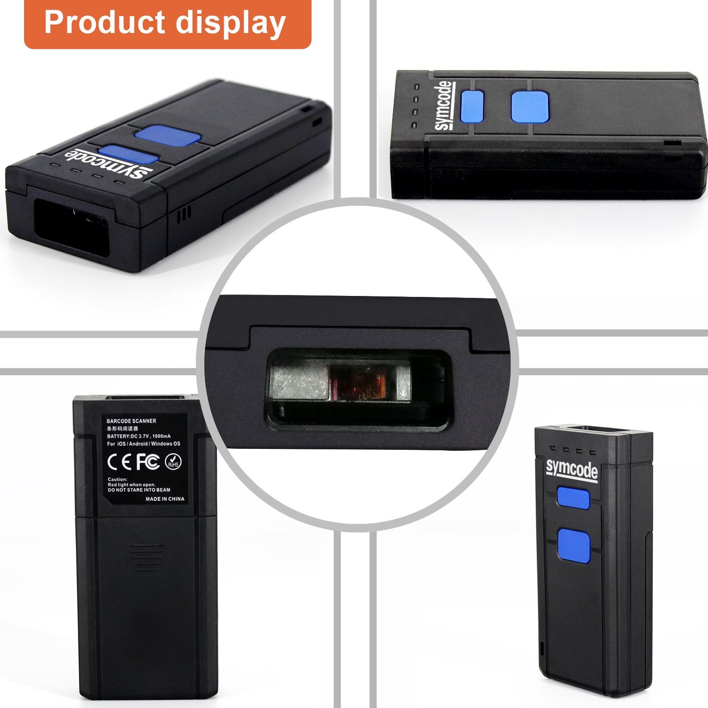 2D Bluetooth Barcode Scanner,Symcode Portable Wireless Handheld CMOS Barcode Scanner Reader for POS/Android/iMac with Bluetooth 4.0 Receiver
