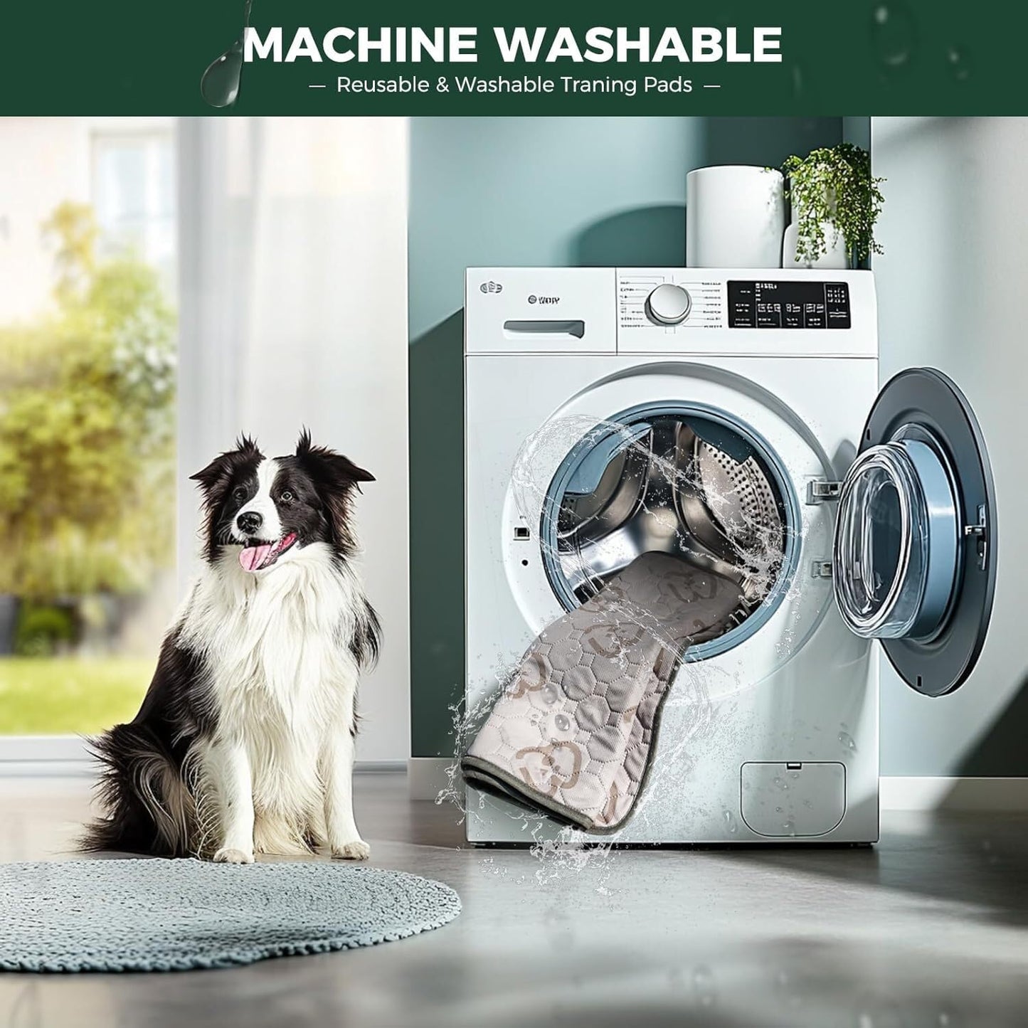 FXW Washable Pee Pads for Dogs(Playpen not Included), 63"" x 39"" Puppy Pads with Super Absorbent, Specifically Designed for 24inch 6 Panels Dog Playpen, Rectangle, Khaki