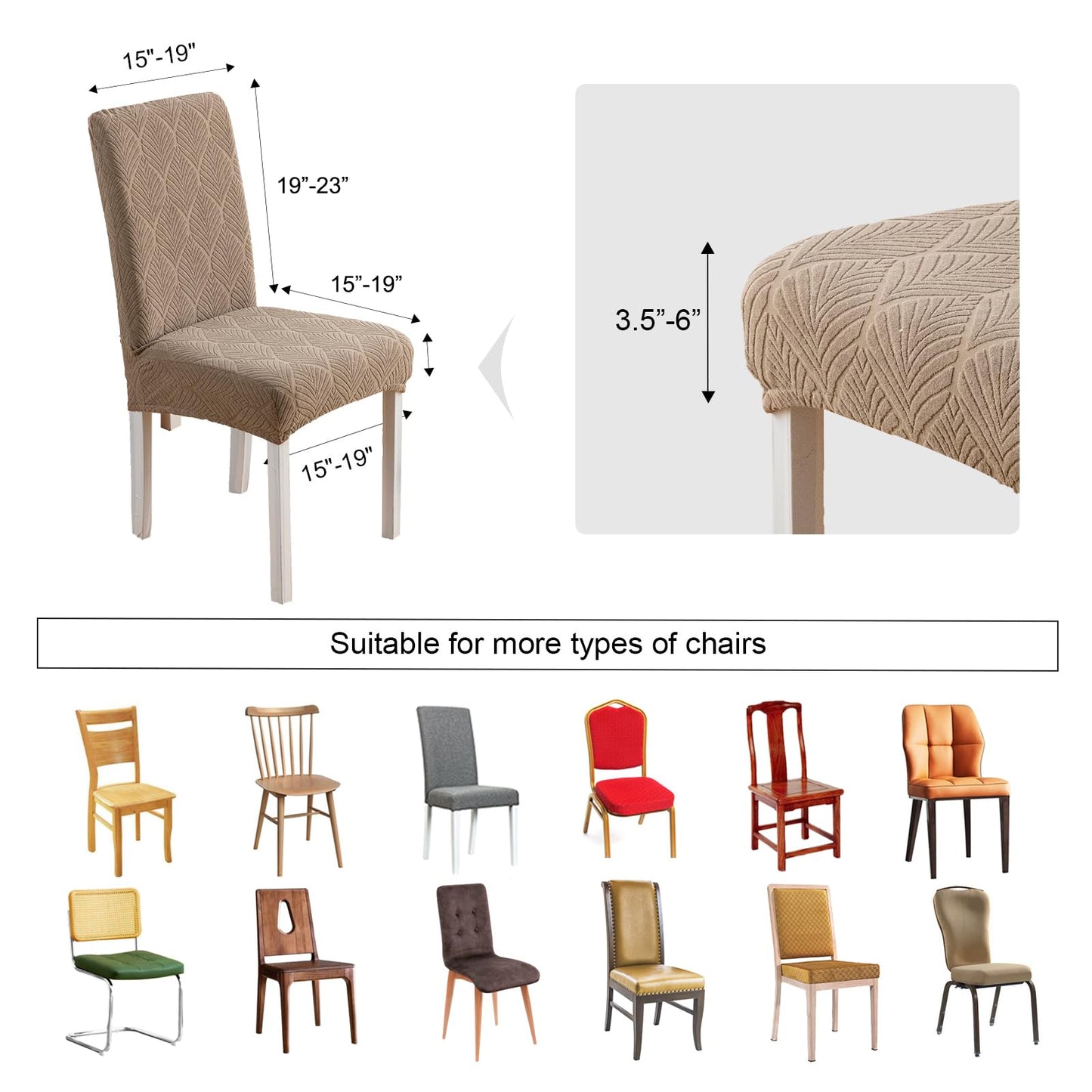 YUEANG Waterproof Dining Chair Covers, Chair Covers for Dining Room, Stretch Chair Covers Parsons Chair Slipcover, Removable, Washable for Dining Room Kitchen Chair Protector Cover