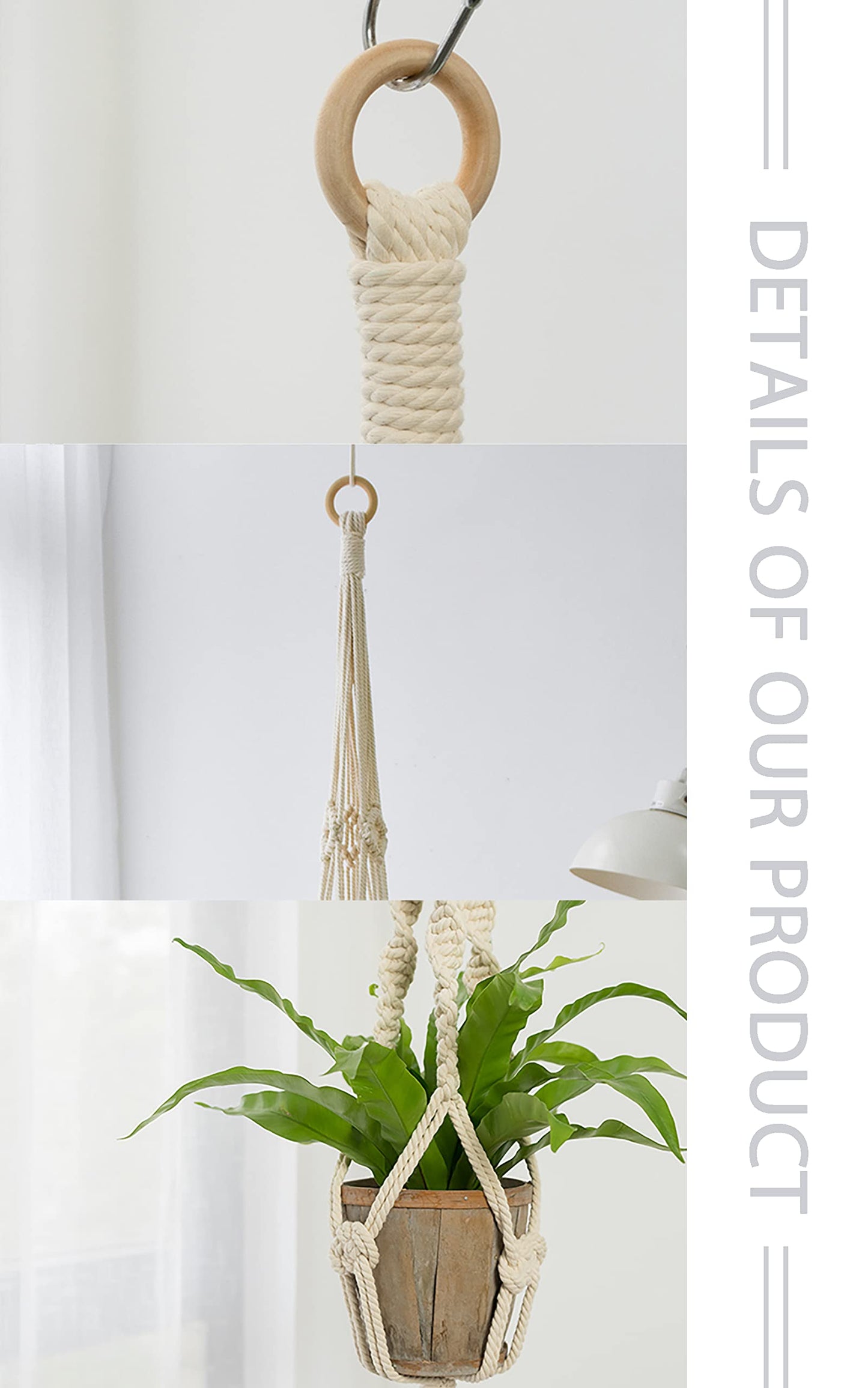 5 Pack Macrame Plant Hangers Hanging Planter, Cotton Rope Hanging Plant Holders Decorative Flower Pots Indoor Outdoor Boho Home Decor (5 Size and 10 Hooks)