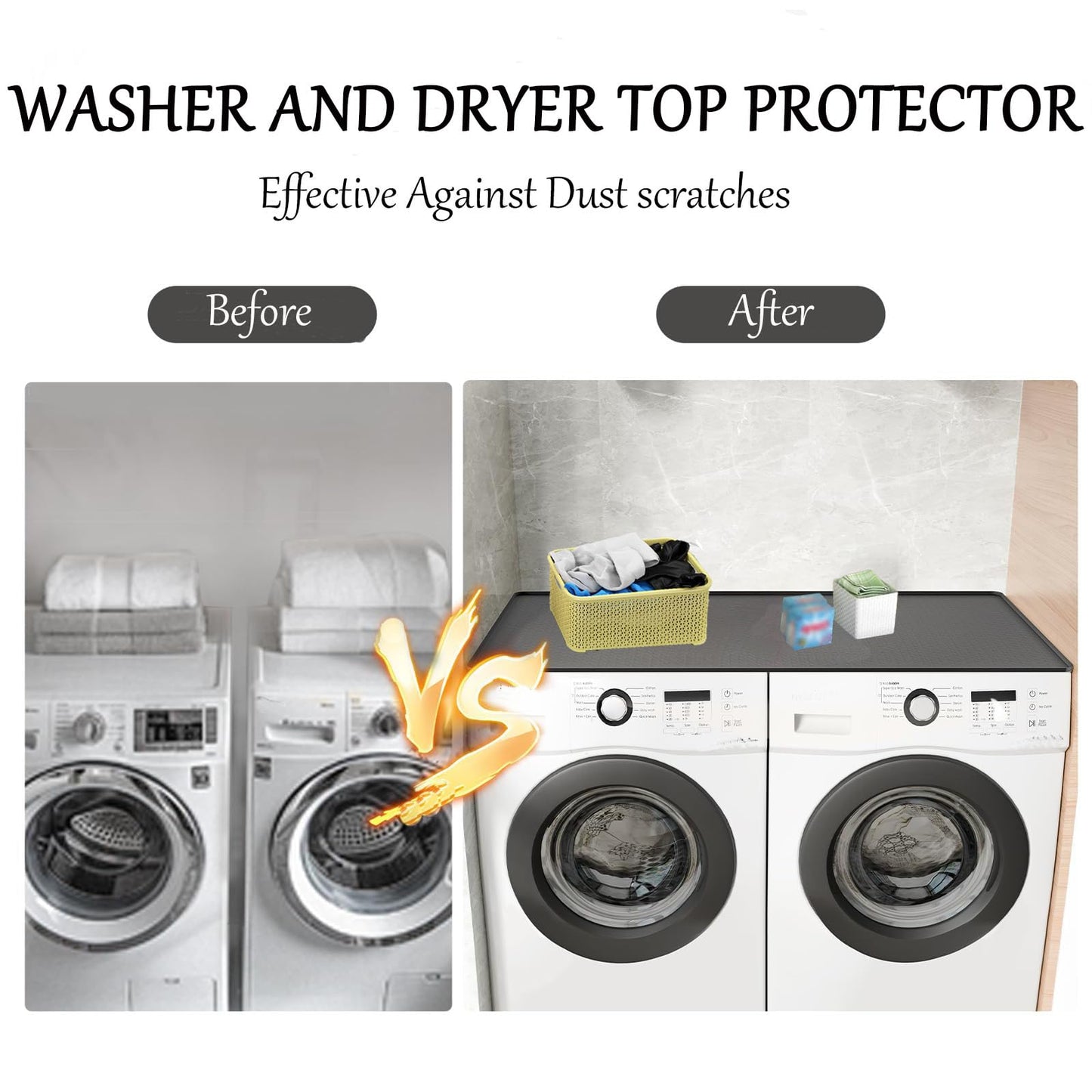 54" x 27.5" Washer and Dryer Covers for The Top, Large Non Slip Silicone Mat for Washing Machine and Dryer Top Protector, with Cleaning Sponge，Dust-Proof Washer Cover Pad Laundry Room Kitchen Home
