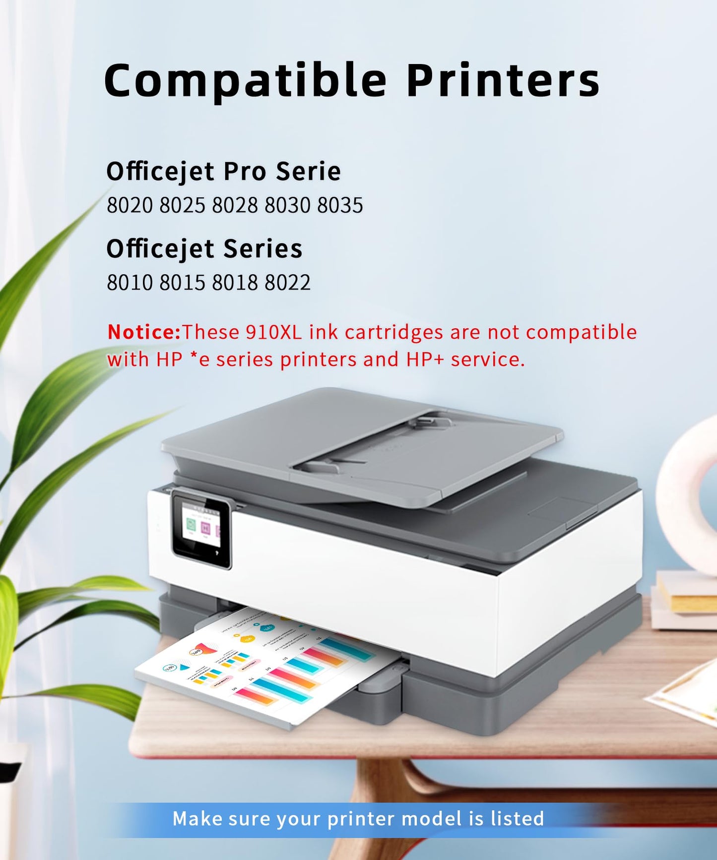 Q-image 910XL 8015 8025 910 Ink Cartridges Replacement for HP 910XL Ink Cartridges Combo Pack Work with OfficeJet 8015 8020 OfficeJet Pro 8025 8028 8035 (2Black, Cyan, Magenta, Yellow, 5 Packs)