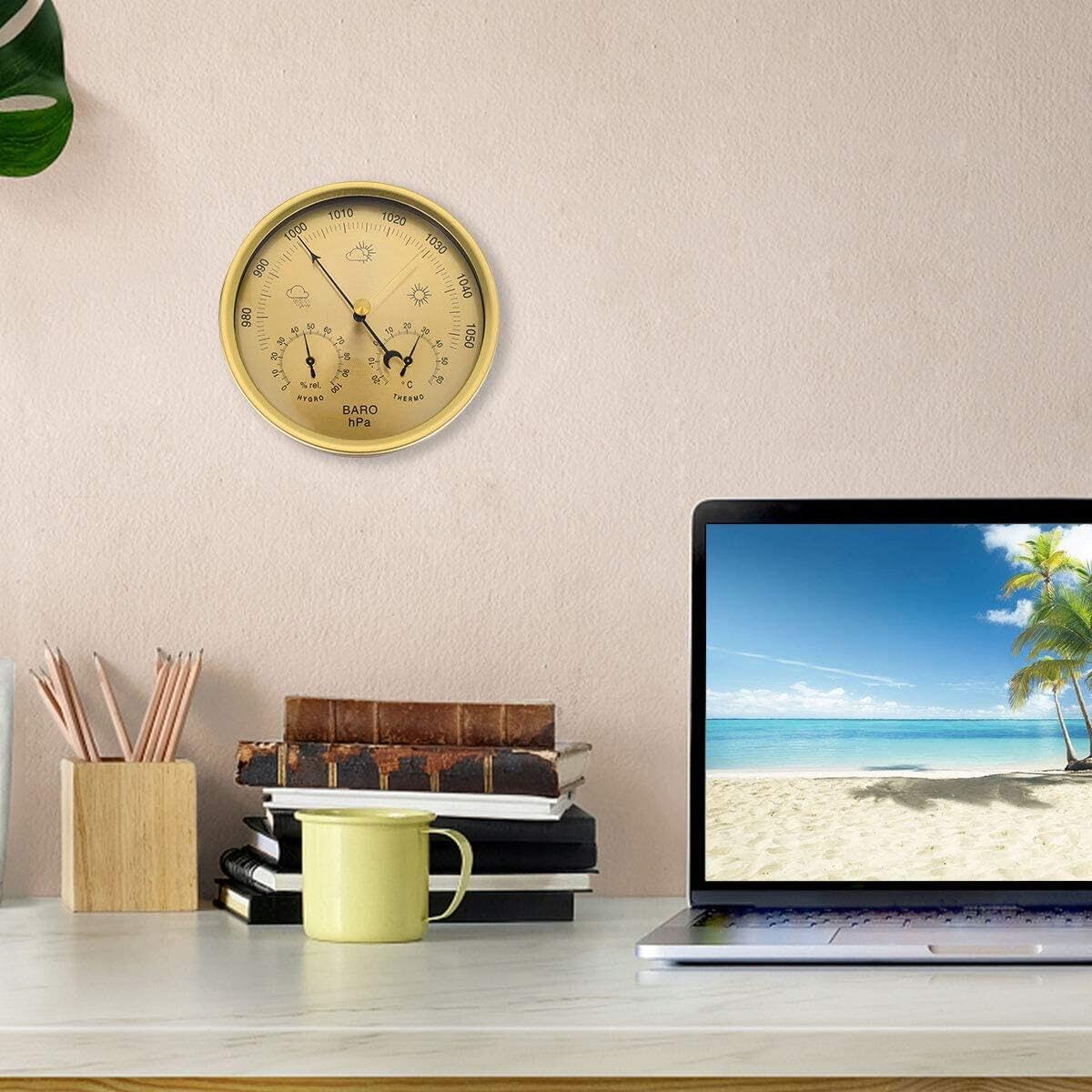 3-in-1 All-Season Wall Hanging Thermometer, Barometer, Hygrometer | Accurate Weather Station for Home and Office | Celsius Edition in/Outdoor