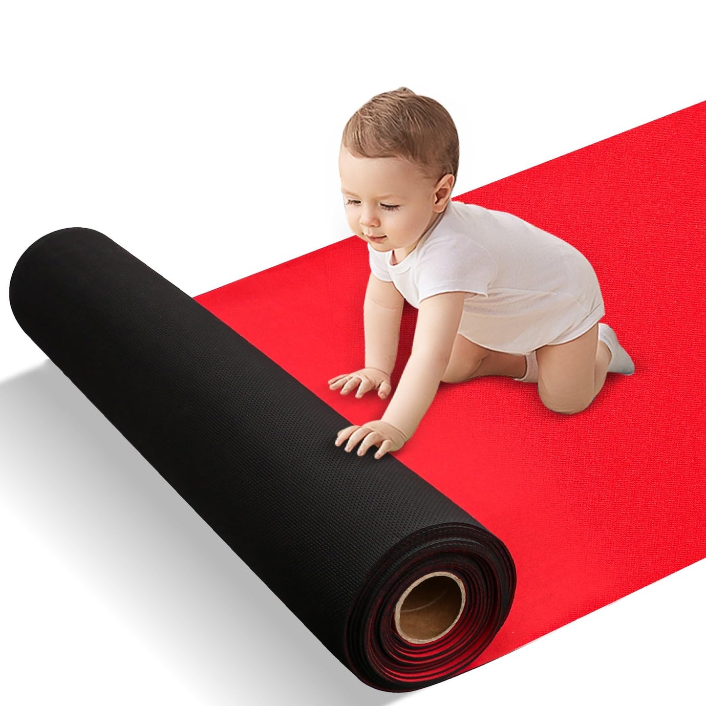 BTYCityMao Neoprene Red Carpet Floor Runner - Reusable Rubber Flooring with Non-Slip Backing - Stair Runner Indoor Outdoor Carpet - Runner Rug Size 27 Inches Wide X 16 Feet Long X 1.8mm
