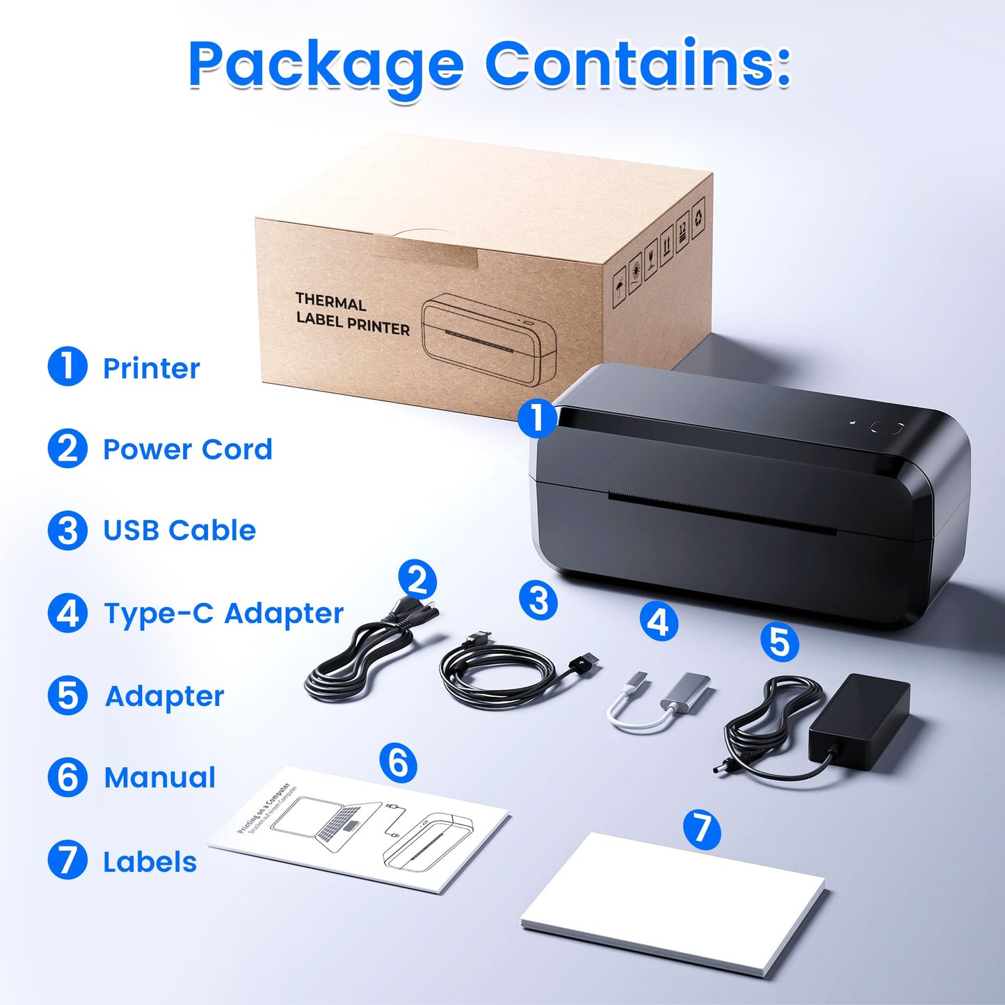 Bluetooth Thermal Shipping Label Printer, Wireless 4x6 Label Printer for Shipping Packages & Small Business, Compatible with Android, iOS, Windows and Mac, Widely Used for Ebay, Amazon, Shopify, Etsy