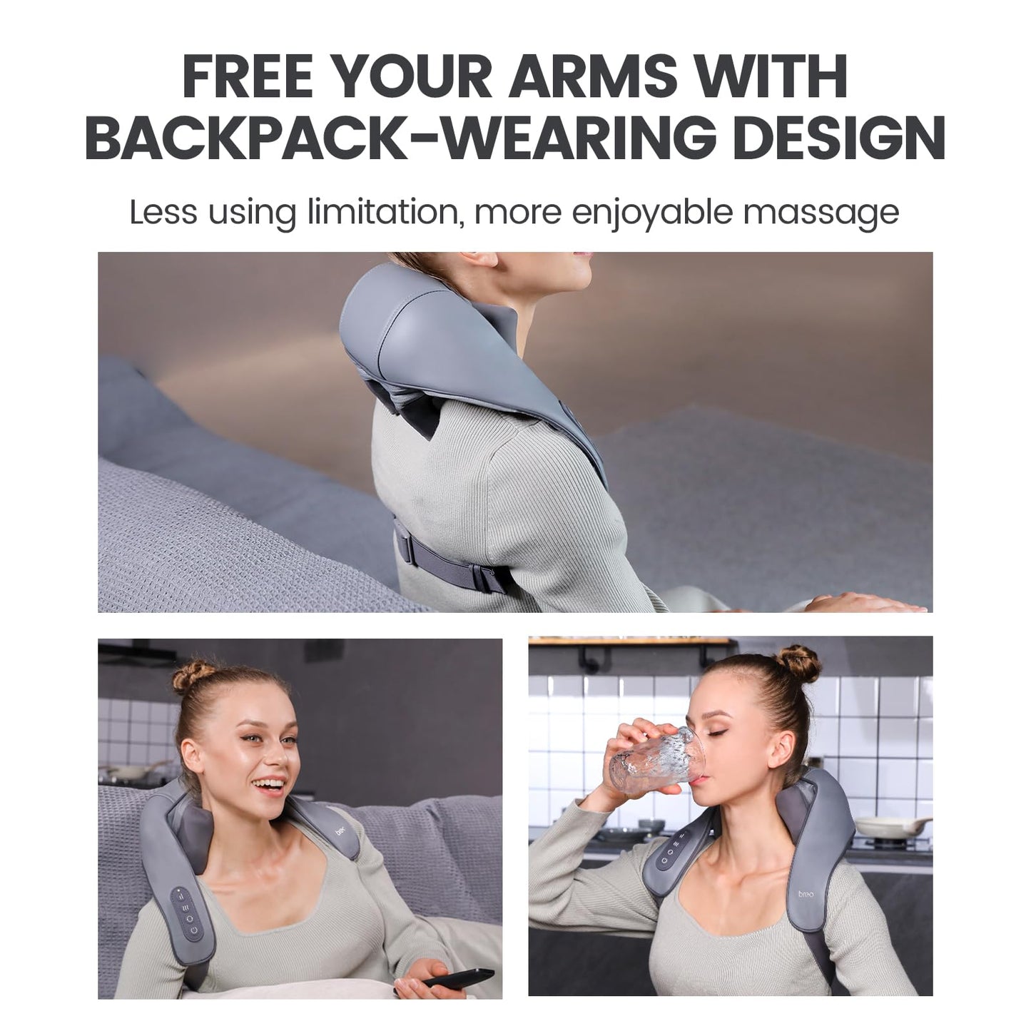 Breo N5 Mini Neck Massager with Heat, Electric Massager for Neck & Shoulder, Shiatsu Shoulder Massager, Massage Pillow for Neck, Back, Shoulder, Deep Cervical Massage at Home for Muscle Relaxation, Mother's day gift