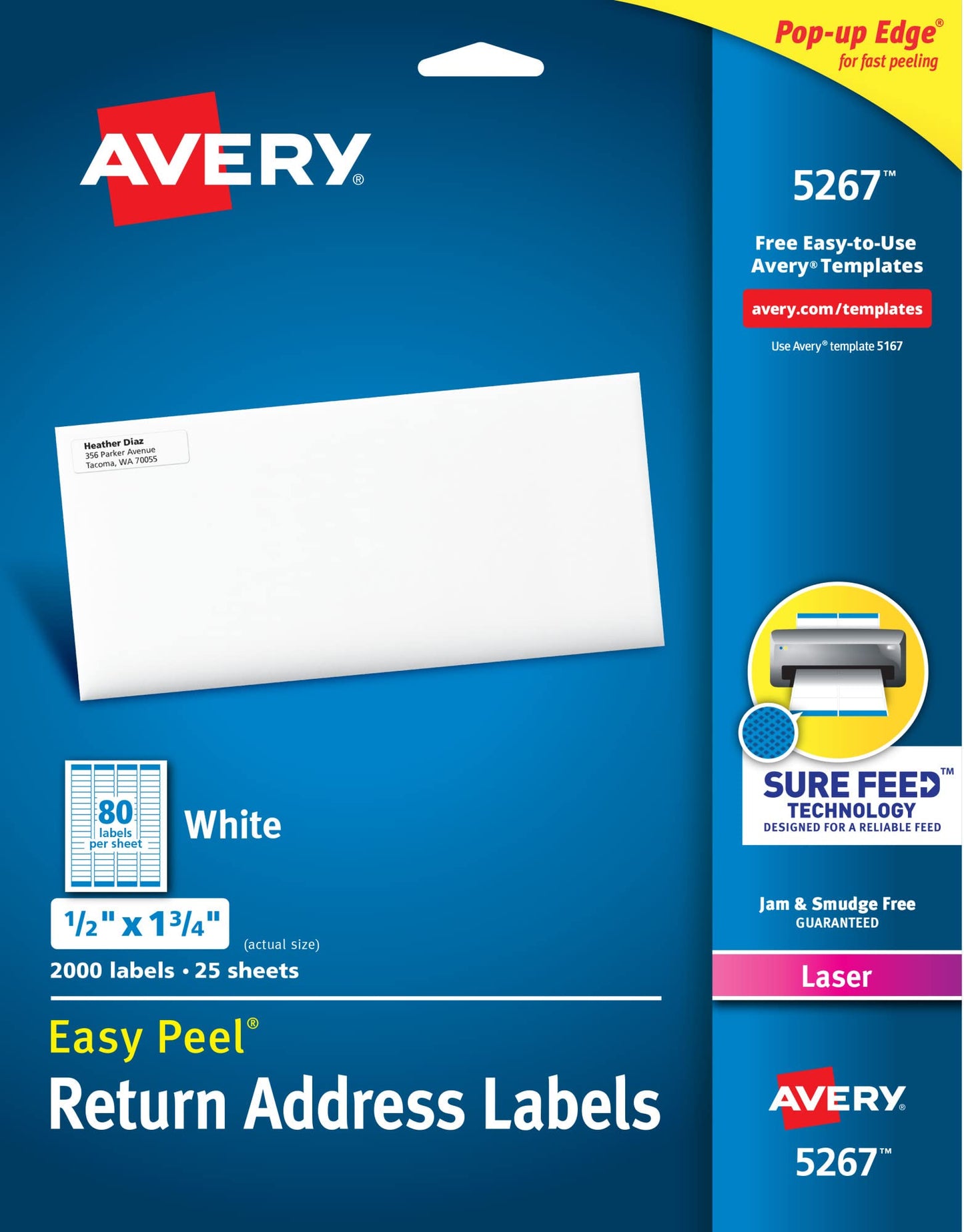 White Easy Peel Address Labels with Sure Feed, Laser,