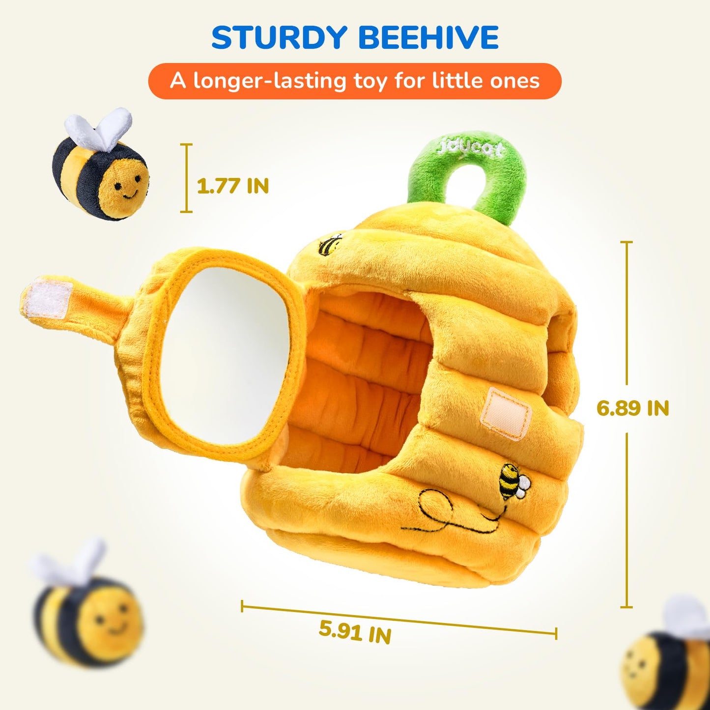 JoyCat Baby Toys 6-12 Months, Soft Baby Beehive with 5 Sensory Bees, Rattle, Crinkle Paper, Mirror, Busy Montessori Toys for Toddlers 0-3 Years Old, Sensory Toy for Babies Boy Girl Birthday Gifts
