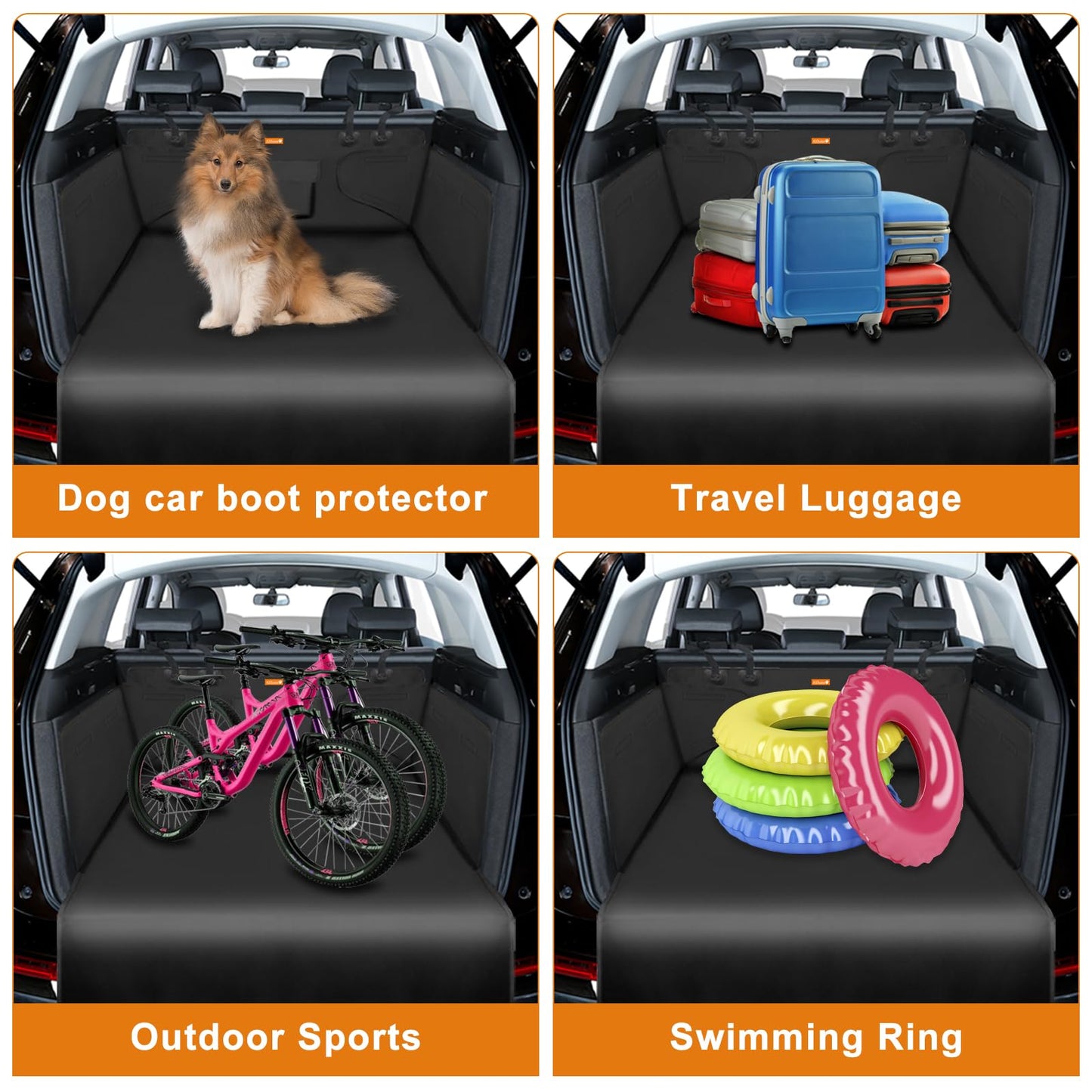 Alfheim Car Boot Liner Protector - Nonslip Waterproof Pet Dog Back Seat Cover - Durable Washable Cargo Cover Mat Travel Universal for Car Truck SUV (Black)