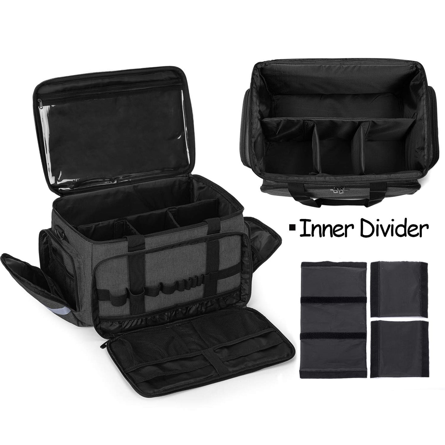 CURMIO Nurse Bag, Medical Bag Clinical Bag with Inner Dividers and No-Slip Bottom for Home Visits, Health Care, Hospice, Gift for Nursing Students, Physical Therapists, Doctors, Bag Only, Black