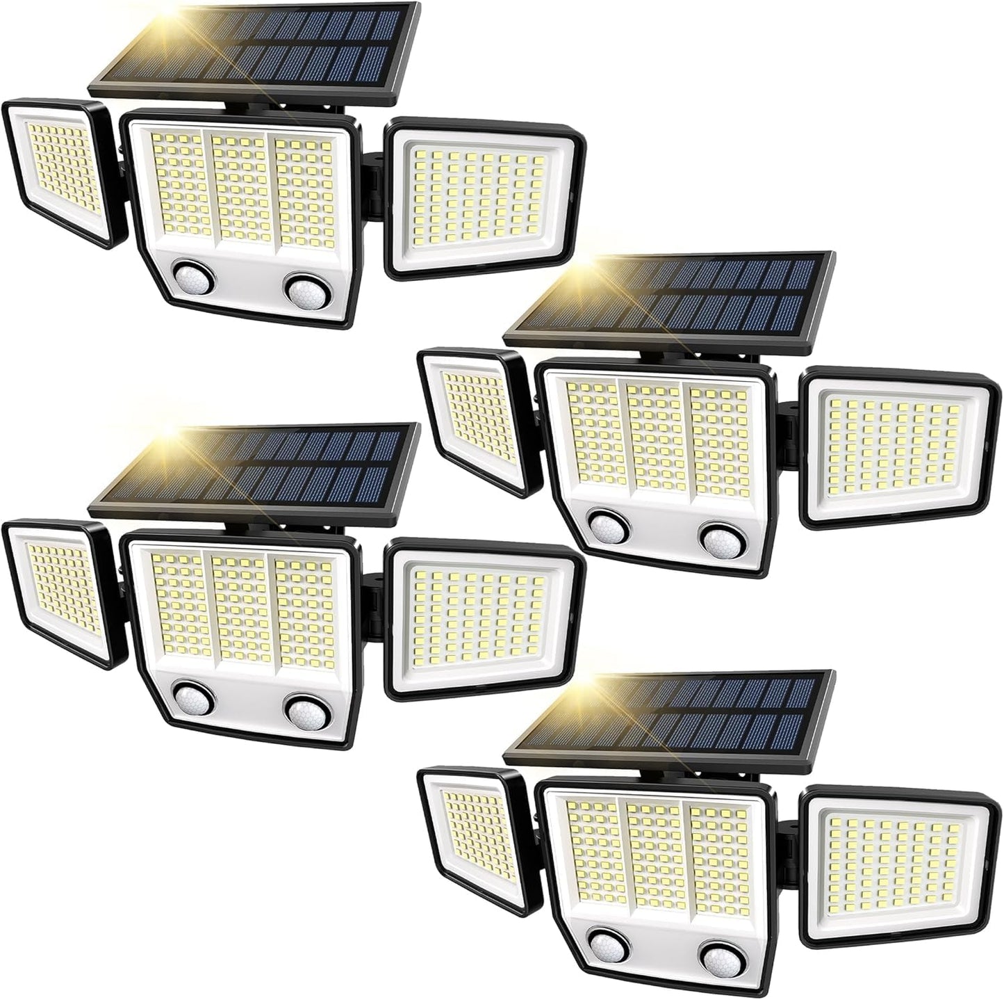 Solar Motion Sensor Outdoor Lights Waterproof - 3000LM Solar Security Lights Outdoor 270° Illumination IP65 LED Solar Flood Wall Light for Garden (Classic, 4)