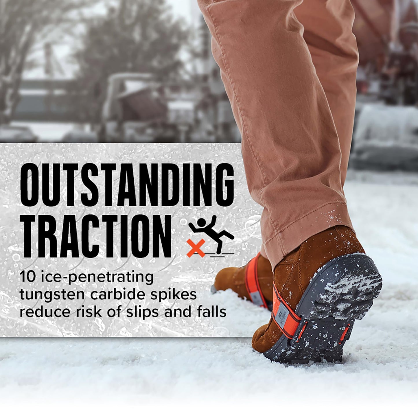 K1 Mid-Sole Ice Cleats for Men & Women - Rotatable Traction Aids For Winter Snow - Hi Vis - Original