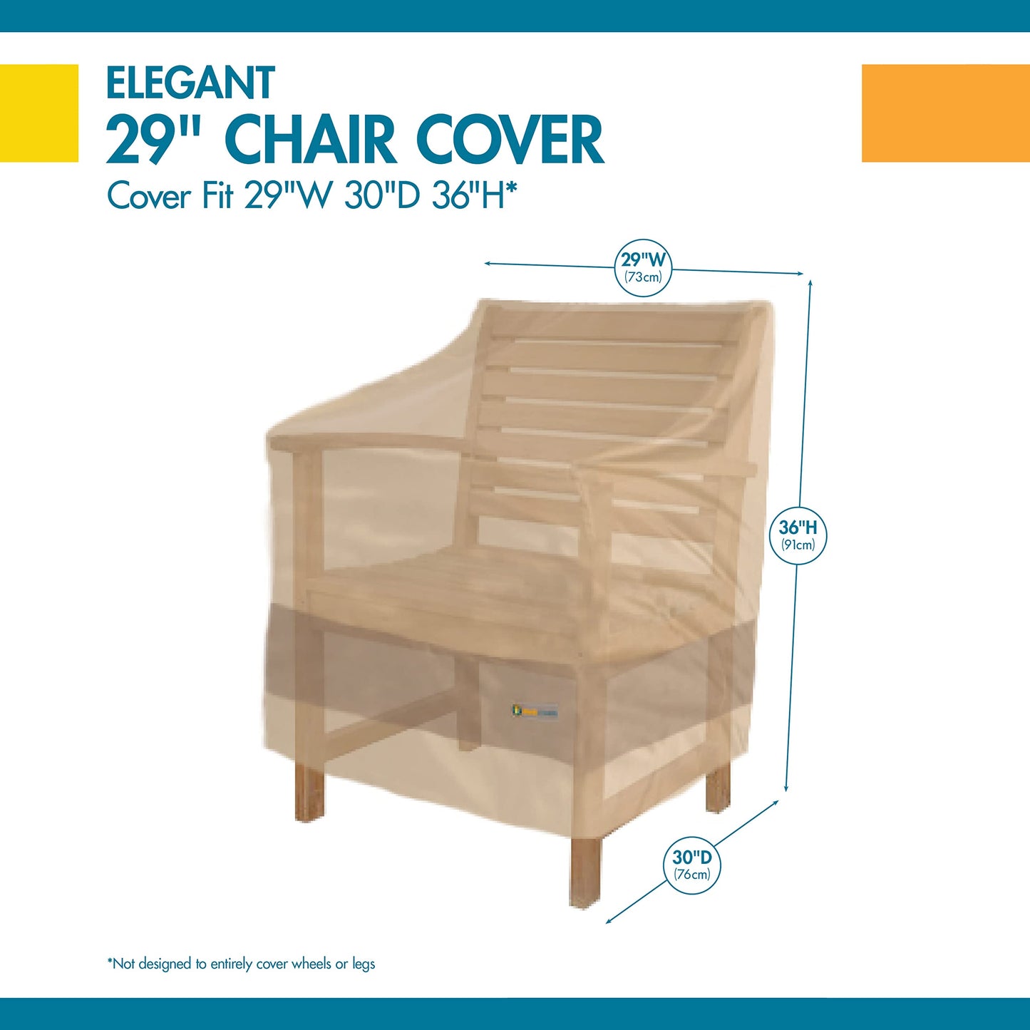 Duck Covers Elegant Patio Chair Cover, Fits Outdoor 29" Wide