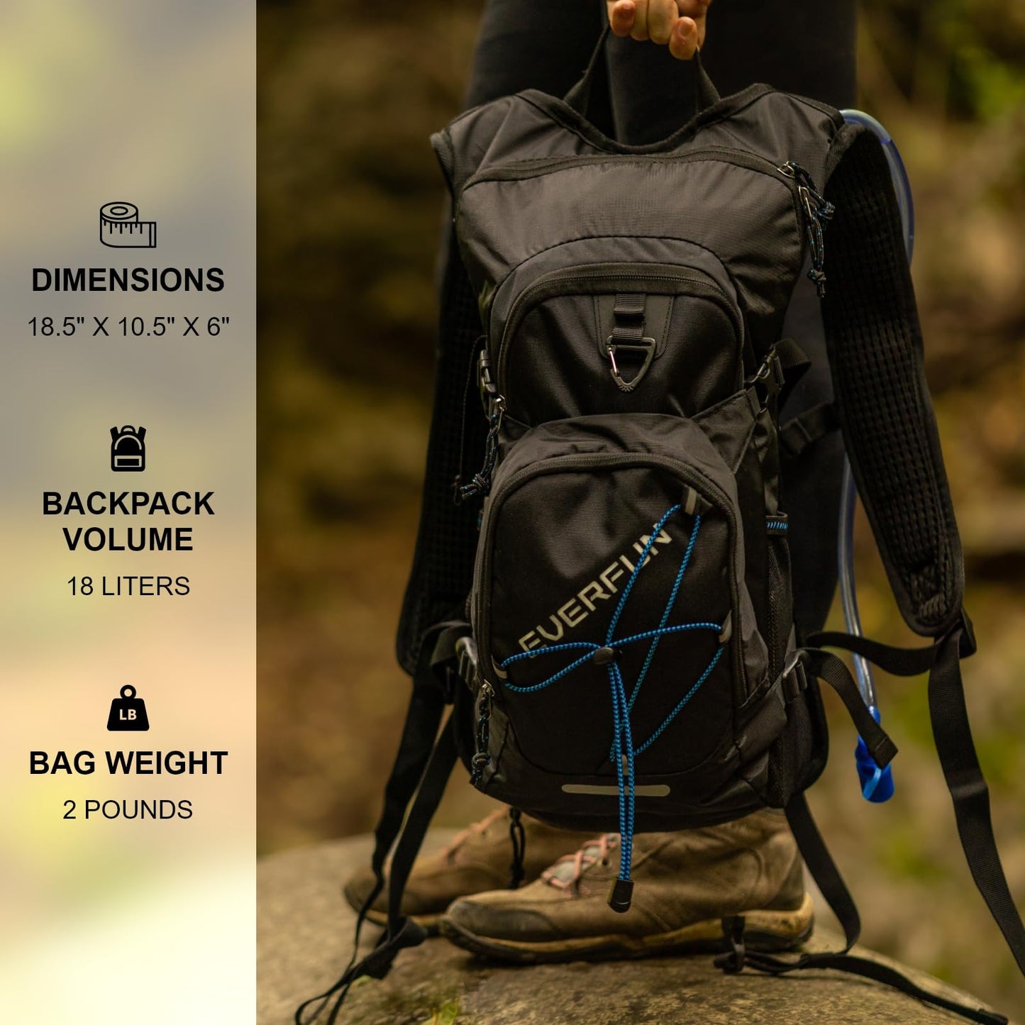 EVERFUN Hydration Backpack Water Backpack with Water Bladder 3-Liter Hiking Day Pack Women Men Lightweight Insulation Hydration Day Rucksack for Hiking, Cycling, Running, Climbing, Camping