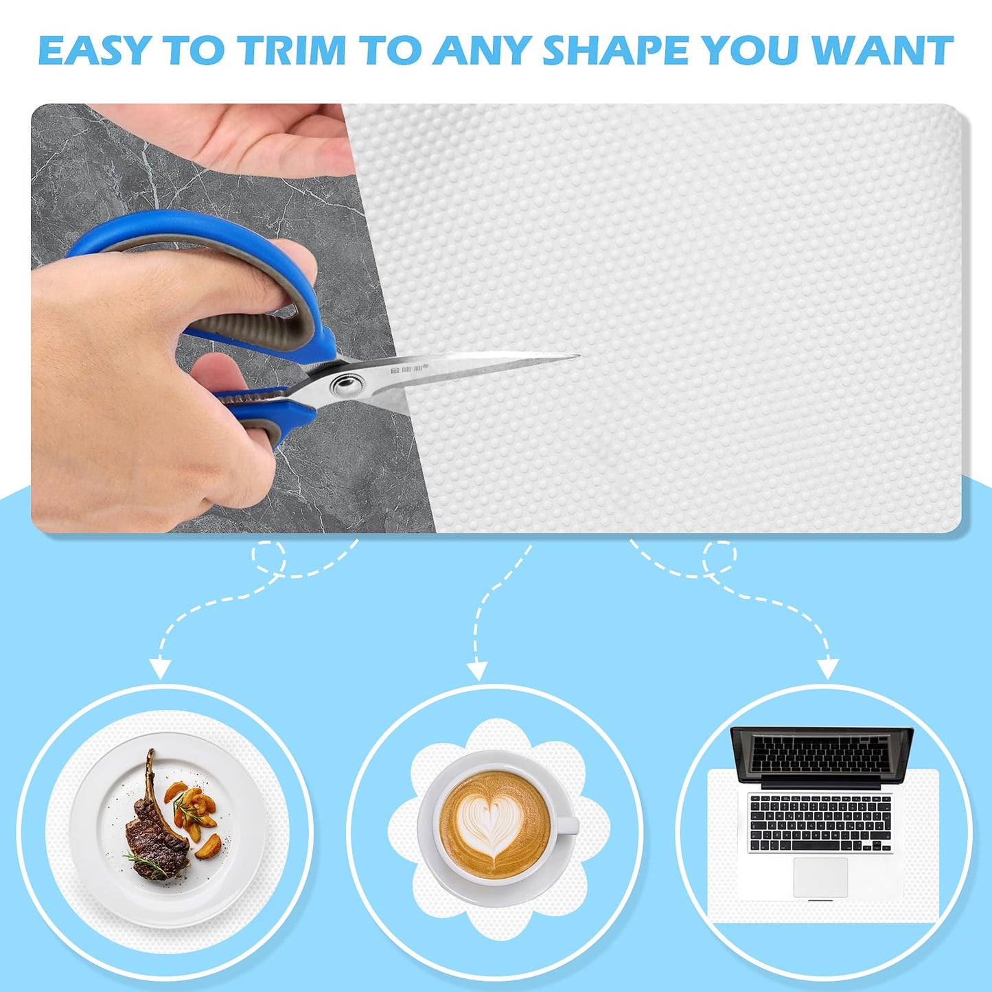 MooiFun Drawer Liners, Waterproof Shelf Liner, Anti-Slip Non-Adhesive BPA Free Kitchen Cupboard Cabinet Liner Refridge Fridge Mats Sink Protector Strong Durable for Home (White/23.6in x 20Ft)