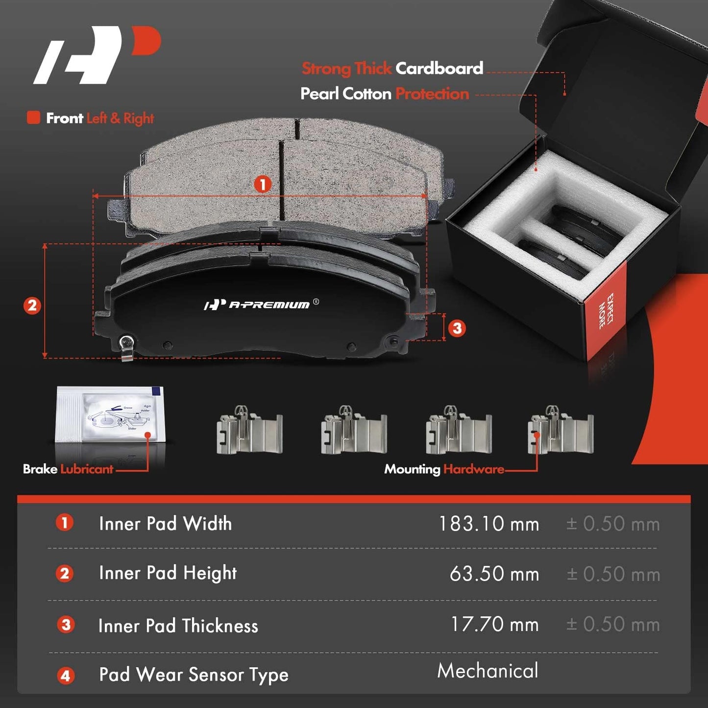 A-Premium Front Ceramic Disc Brake Pads Set Compatible with Select Chrysler, Dodge, Jeep, Ram and Volkswagen Models - Grand Caravan, Town & Country, Journey, C/V, Routan, Pacifica, Gladiator