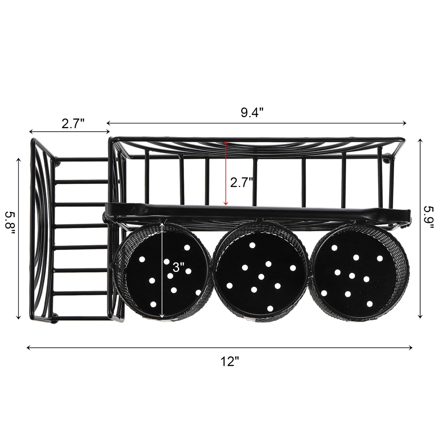 Mezchi Metal Utensil Caddy with 5 Compartments, Black Mesh Silverware Caddy Organizer, Flatware Storage Holder for Napkins, Plates, Party, Camping, Picnic, Buffet, RV, BBQ, Kitchen, Countertop