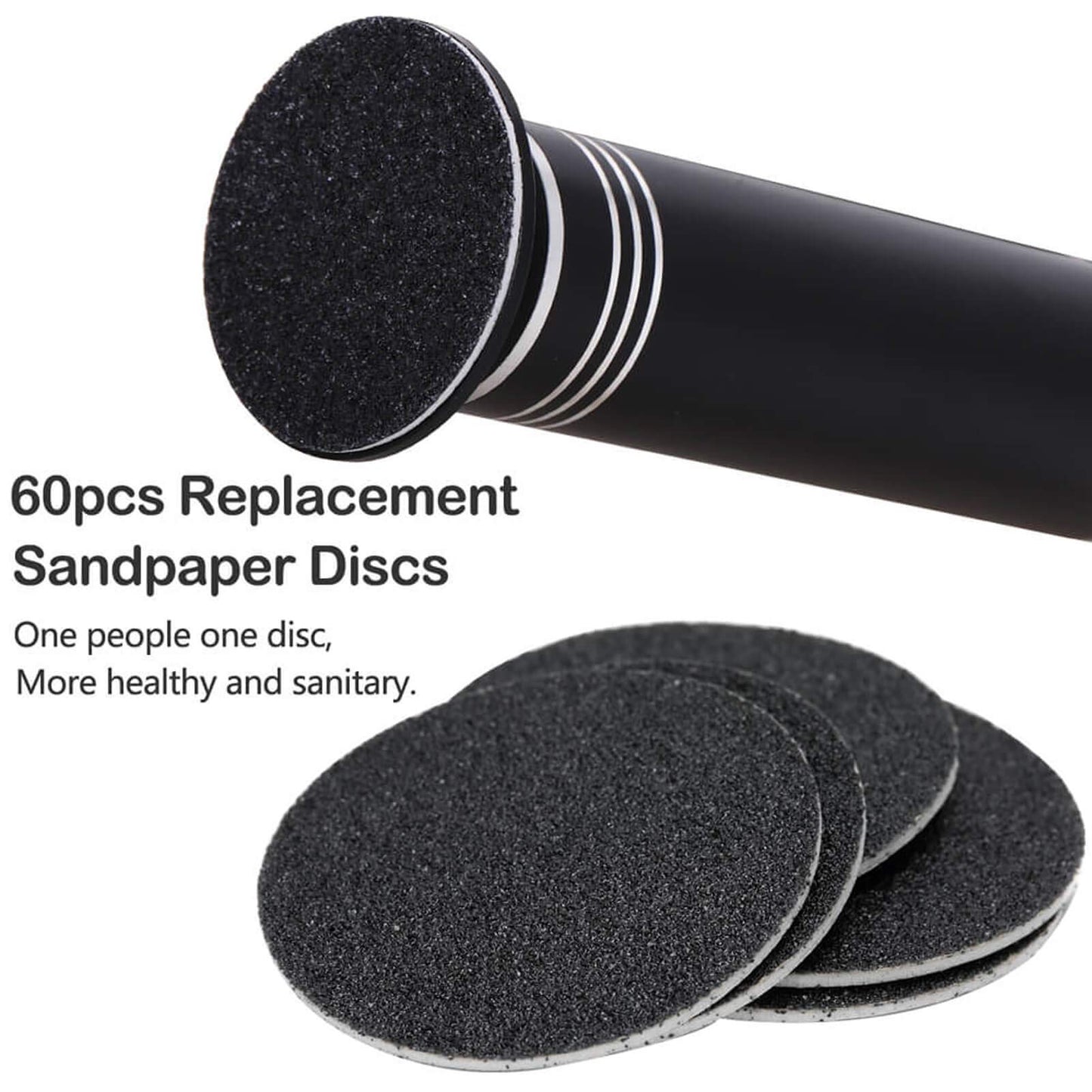 Upgraded Callus Remover Electric Foot File (Adjustable Speed) with Replacement Sandpaper Discs, Professional Pedicure Foot Sander for Dead Cracked Hard Skin Calluses (Black)