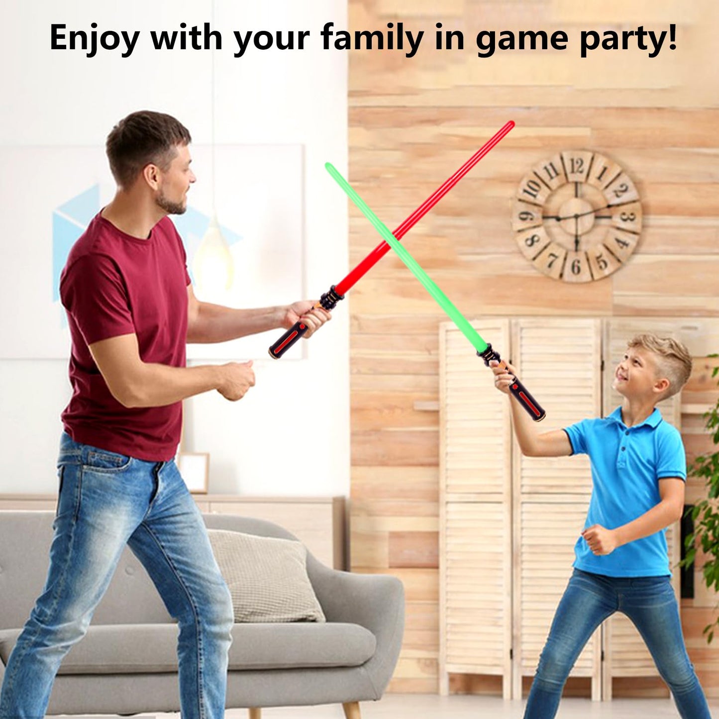 Light Up Sabers, 3 Packs Light Sword for Kids with FX Sound, Expandable Light Up Saber for Cosplay Halloween Dress Up Parties Birthday Christmas (Red.Green.Blue)