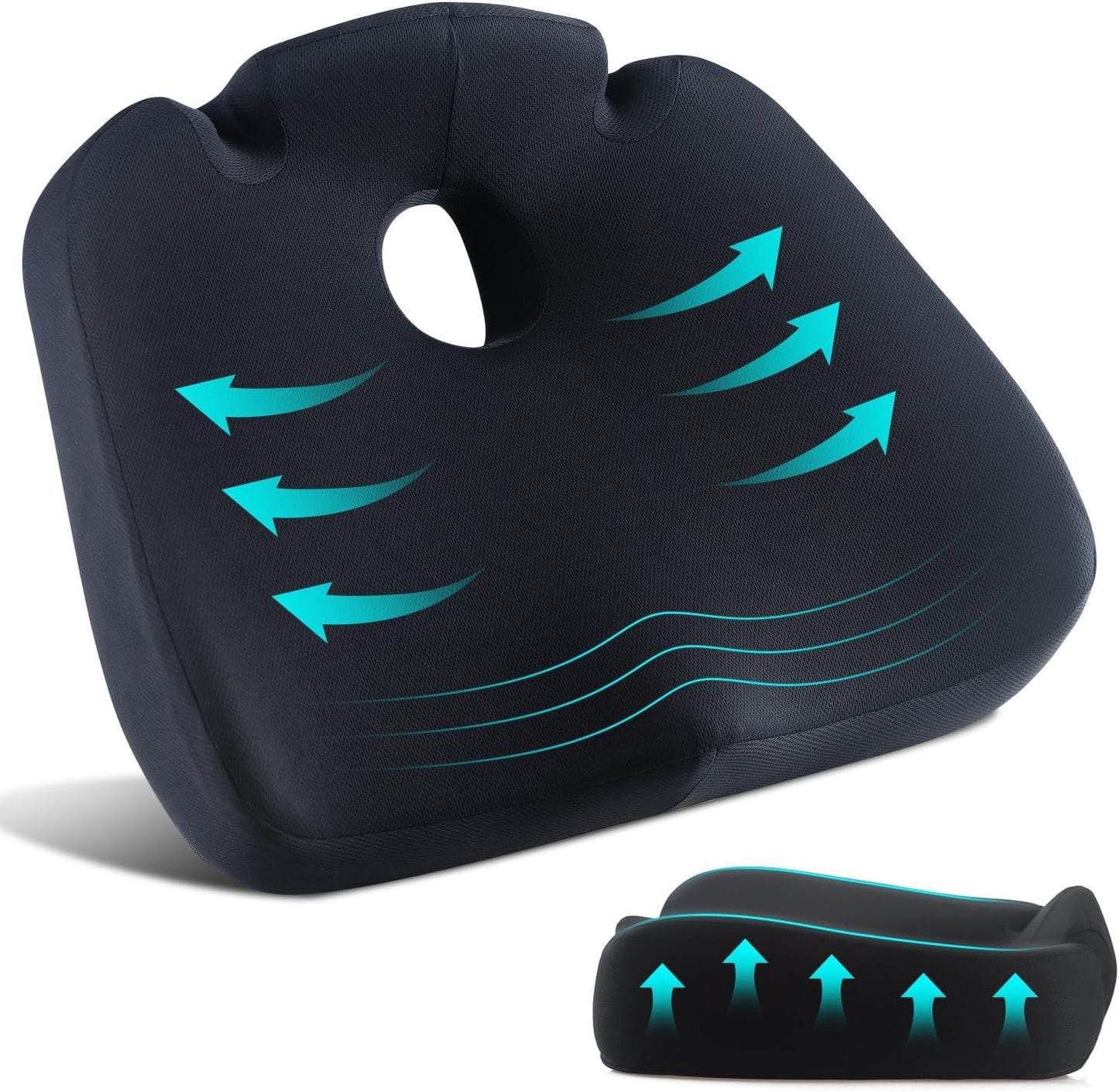 Seat Cushion for Office Chair, Large Memory Foam Coccyx Seat Cushions for Long Sitting Workers,Ergonomic Desk Chair Cushion with Washable Non-Slip Cover