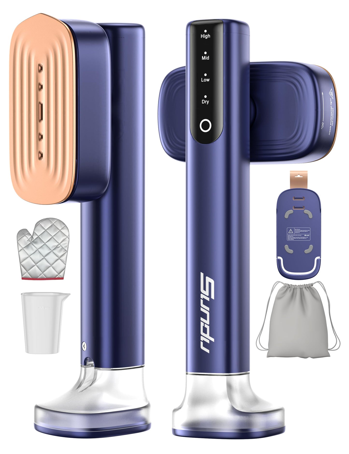 Steamer for Clothes Portable Handheld Garment Steamer,15s Fast Heat-up,180ml Tank,Steamer Ironing Gloves,35 Minutes of Continuous Ironing for Travel and Home(Navy Blue)