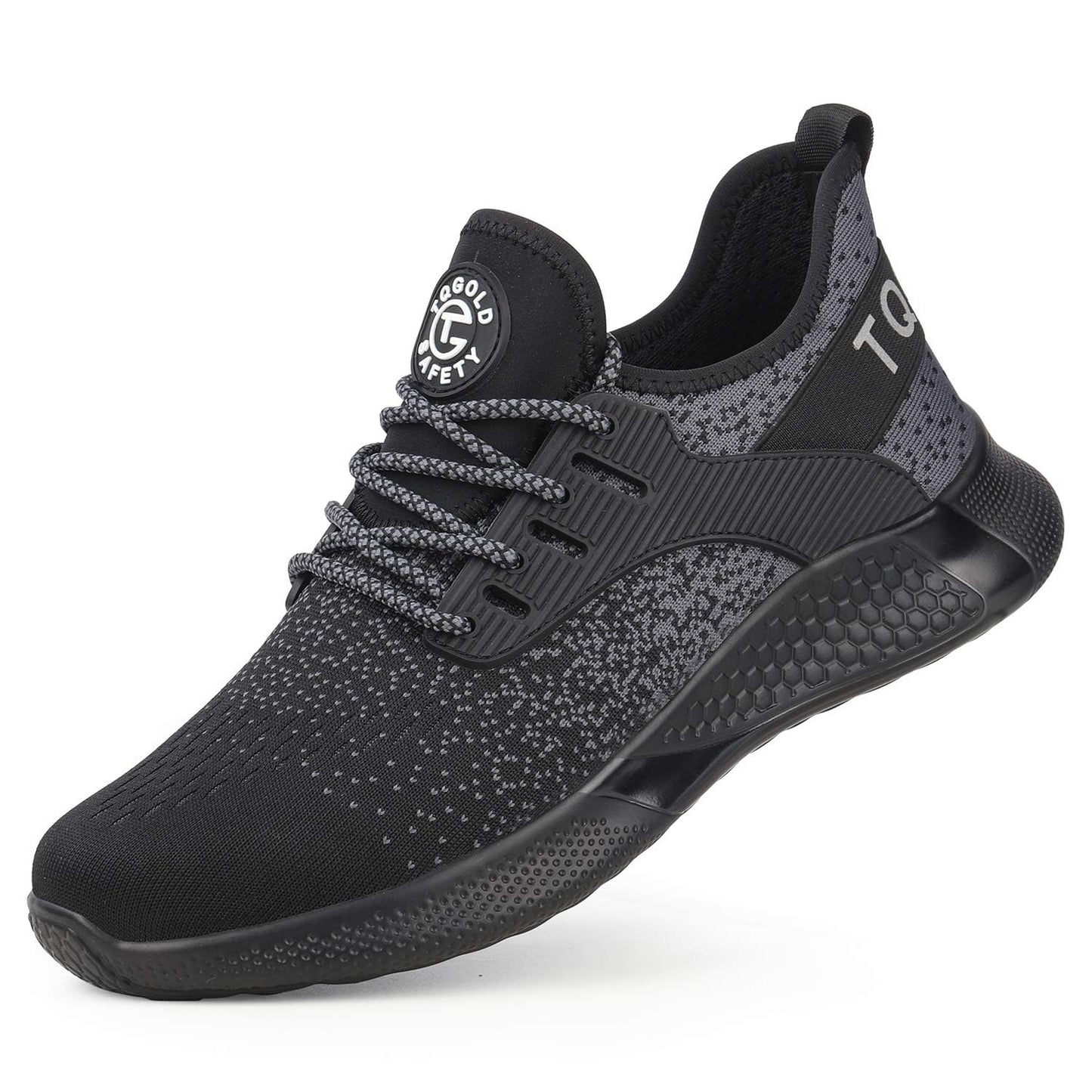 AONETIGER Mens Womens Safety Working Ultralight Shoes Industrial & Construction Anti-Puncture Breathable Steel Toes Sneakers Black 39