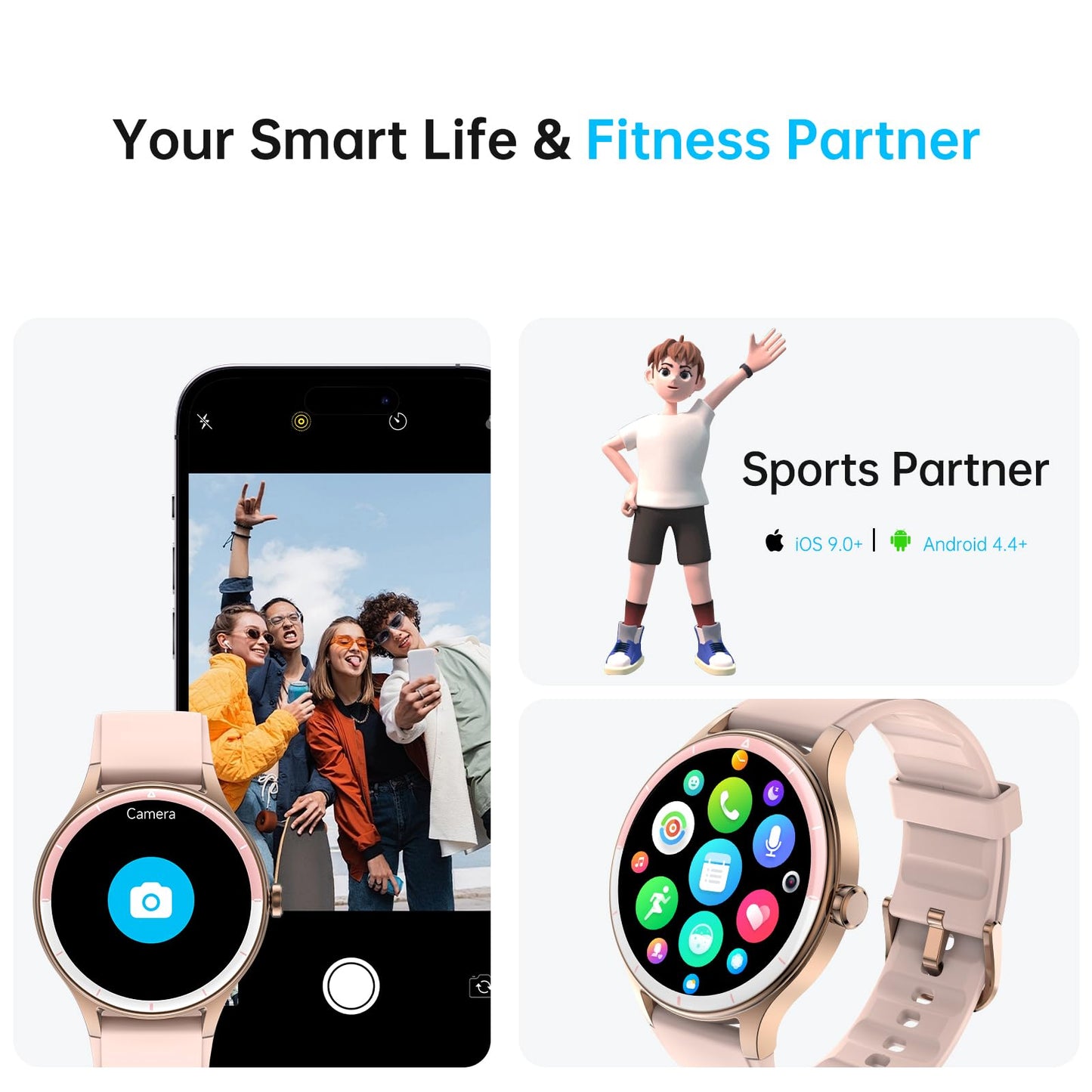 Smart Watch for Men Women, 1.27" HD Touchscreen Fitness Tracker, Bluetooth Calling, 100+ Sports Modes, Heart Rate Sleep Monitor, DIY Dial, IP68 Waterproof, Compatible with Android & iOS