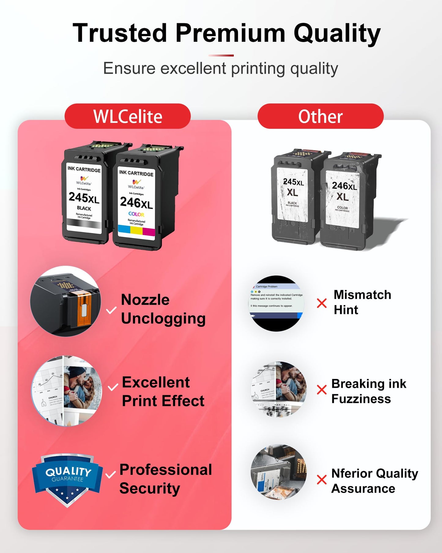 PG-245XL CL-246XL Ink Cartridges 2 Pack High Yield Replacement for Canon 245XL 246XL Ink MX492 MX490 MG2522 MG2922 MG2520 MG2920 MG2420 TR4520 TS3122 Printer