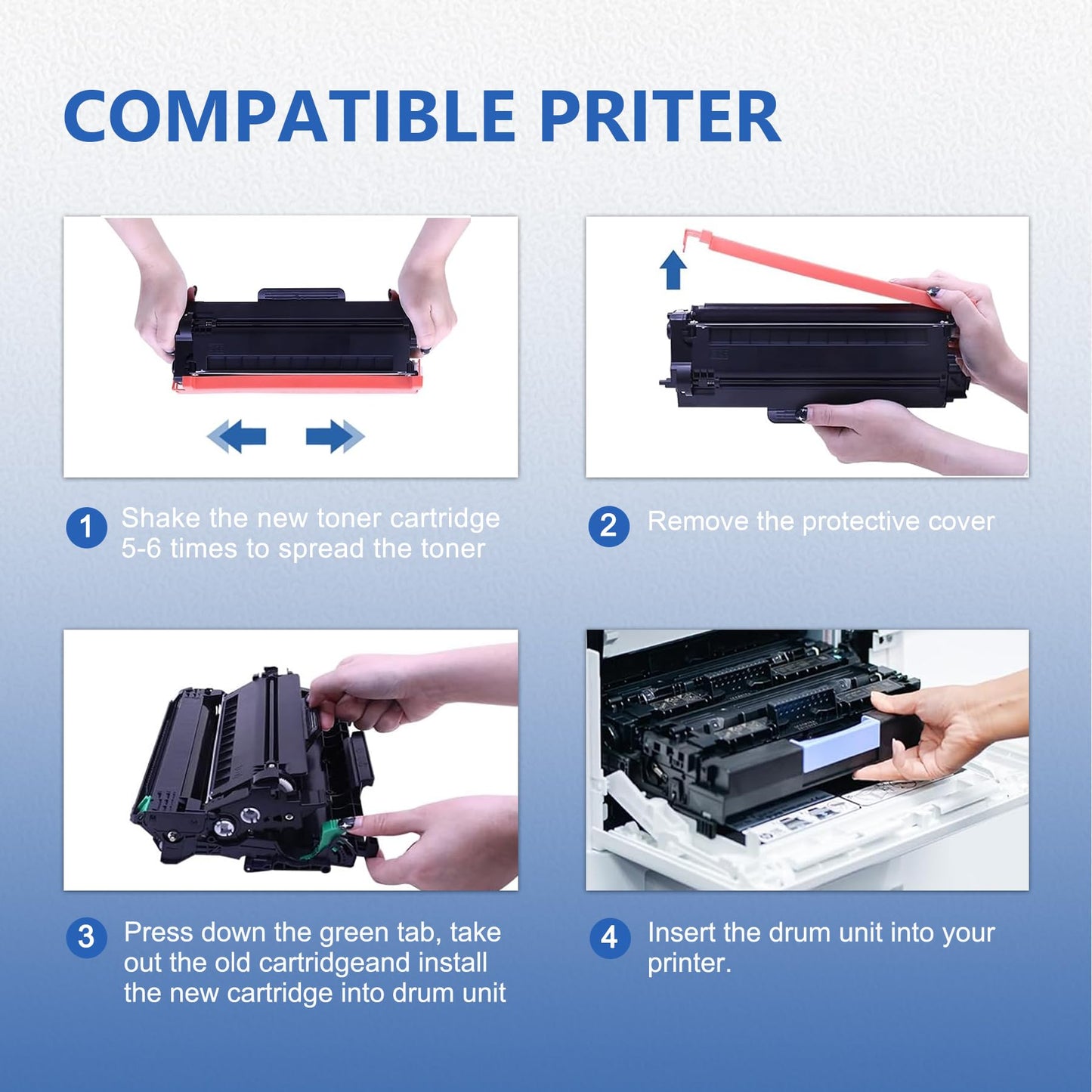 TN-760 TN760 Toner Cartridge with Chip 2 Pack High Yield Replacement for TN760 TN730 TN 760 TN-730 DCP-L2550DW MFC-L2710DW MFC-L2750DW HL-L2370DW HL-L2390DW MFC-L2730DW Printer Ink, Black