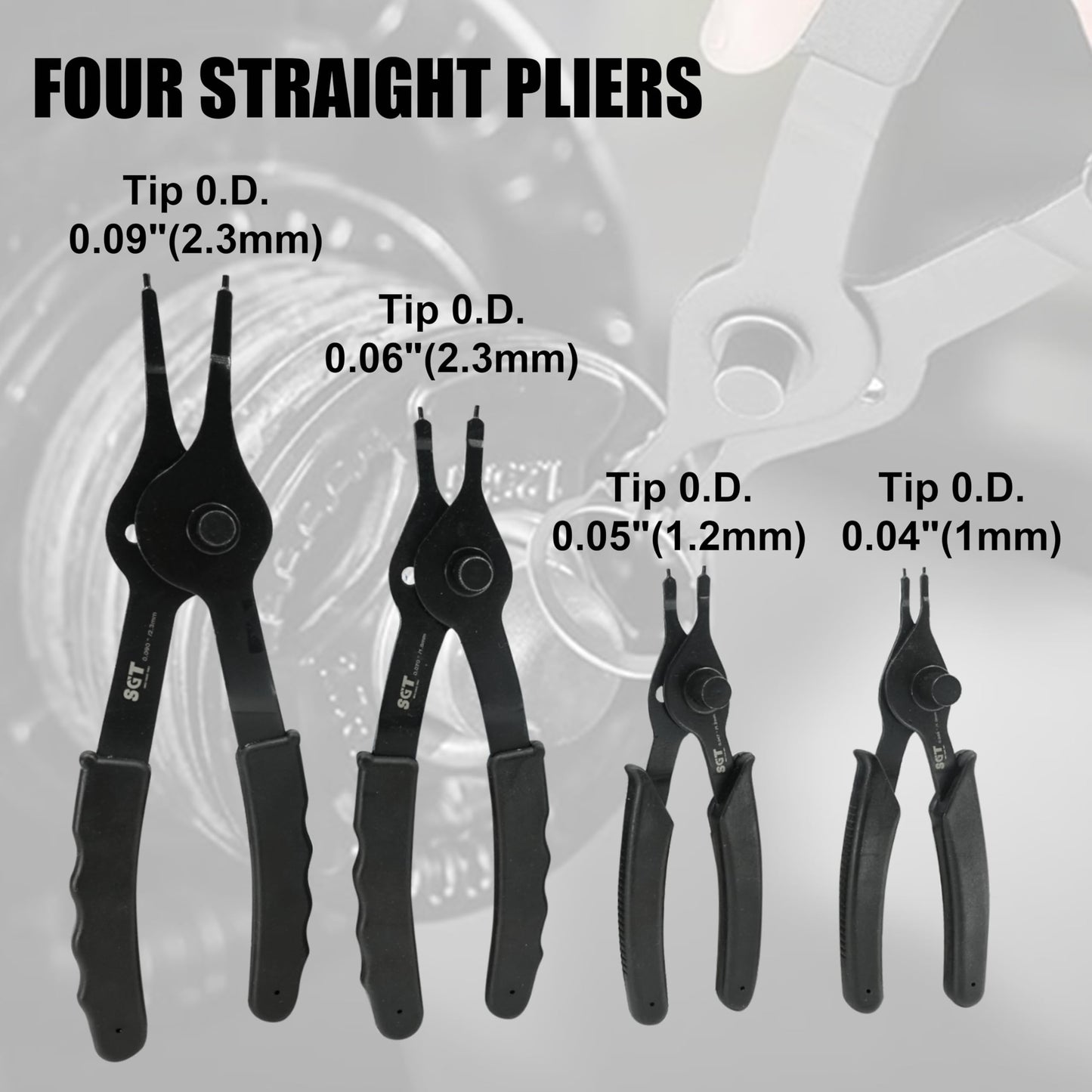 SGT Snap Ring Pliers Set,10 Pcs Internal & External Circlip Pliers with Bent & Straight Pliers,Heavy Duty Removal Tool,Include Hook, Pick,Storage Case and Gloves