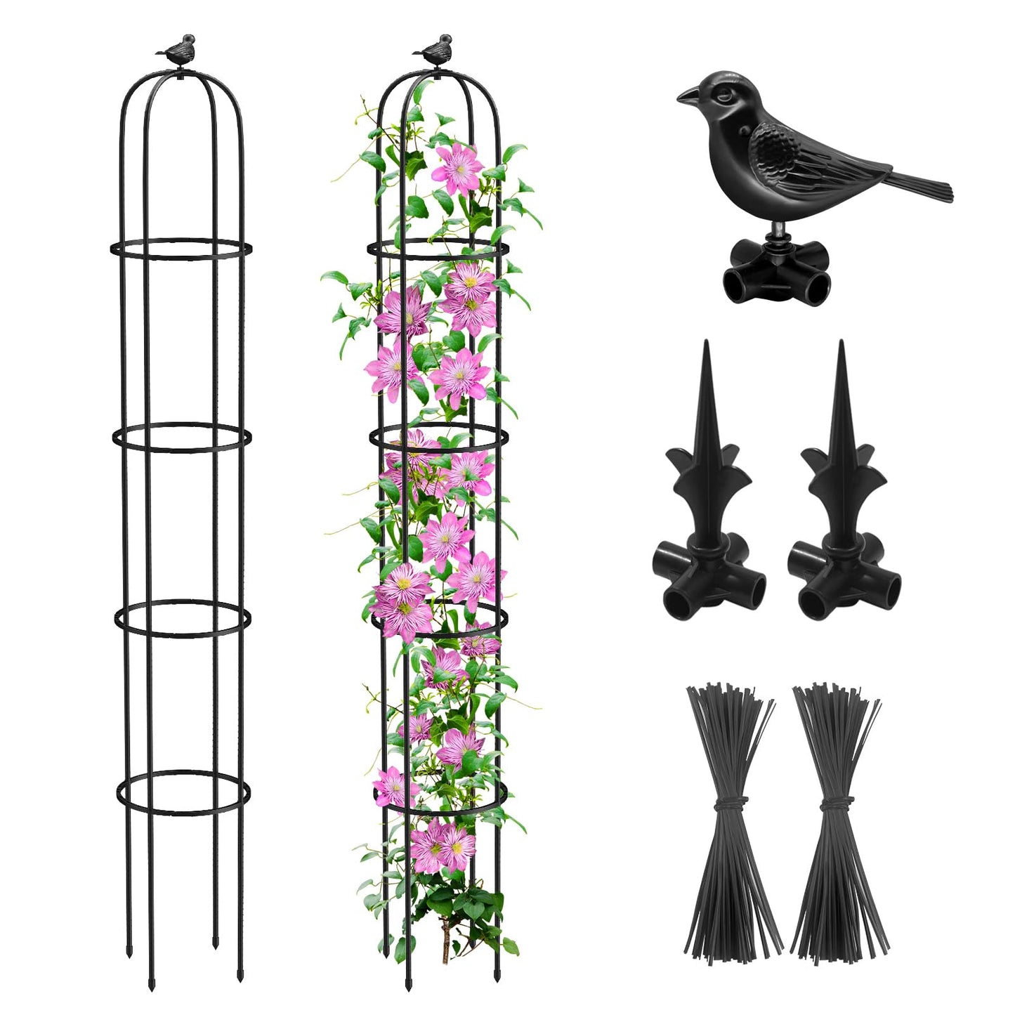 MYMULIKE 2 Pack 75" Garden Trellis for Climbing Plants Indoor/Outdoor, Plant Support for Vines, Tomatoes and Cucumbers, Trellis for Climbing Plants and Vegetables, Balcony/Patio/Courtyard Supplies