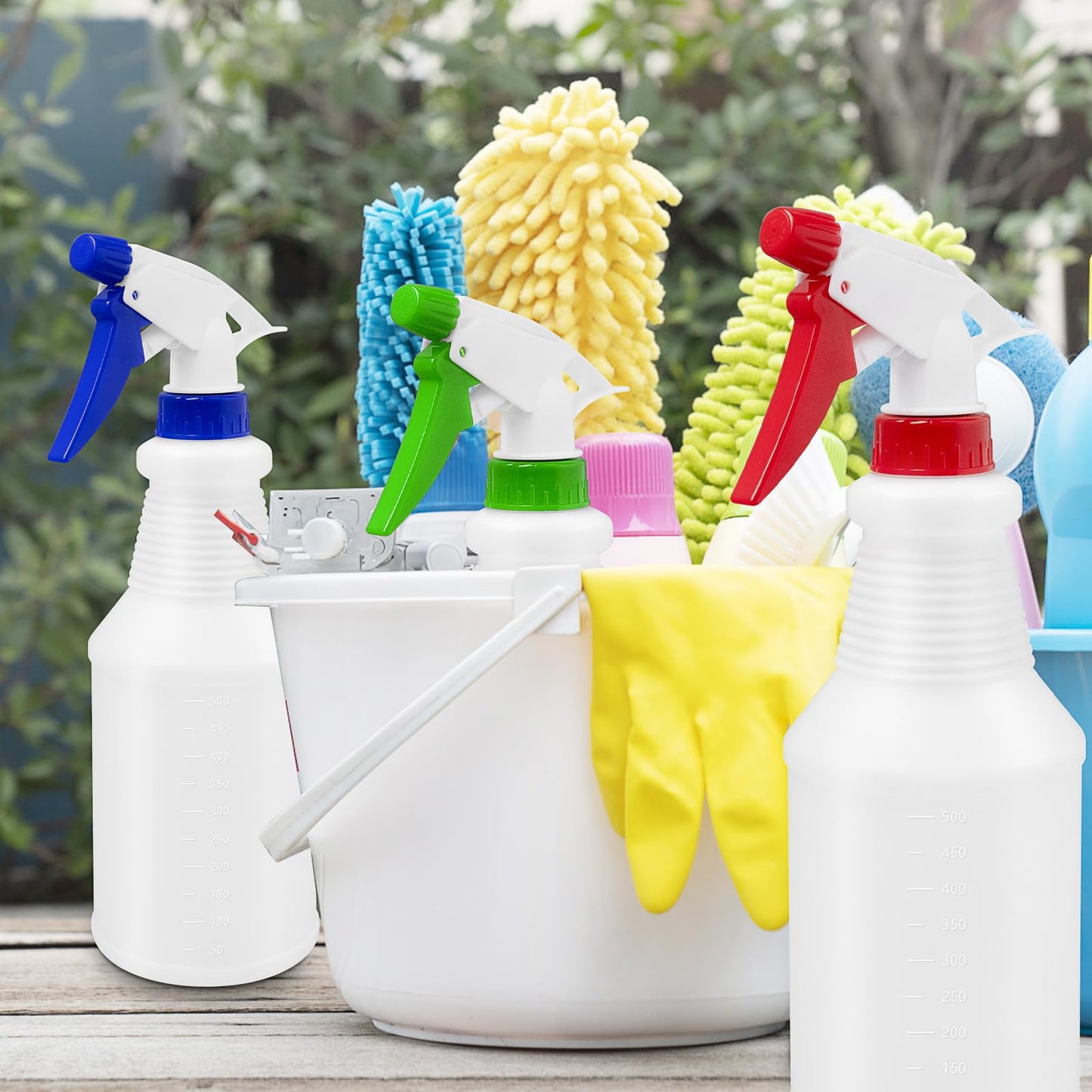 10 Pack Plastic Spray Bottles, 24 oz Refillable Empty Spray Bottle with Measurements & Label, Leakproof Water Spray Bottle with Adjustable Nozzle, Mist Sprayer Bottle for Hair Plant