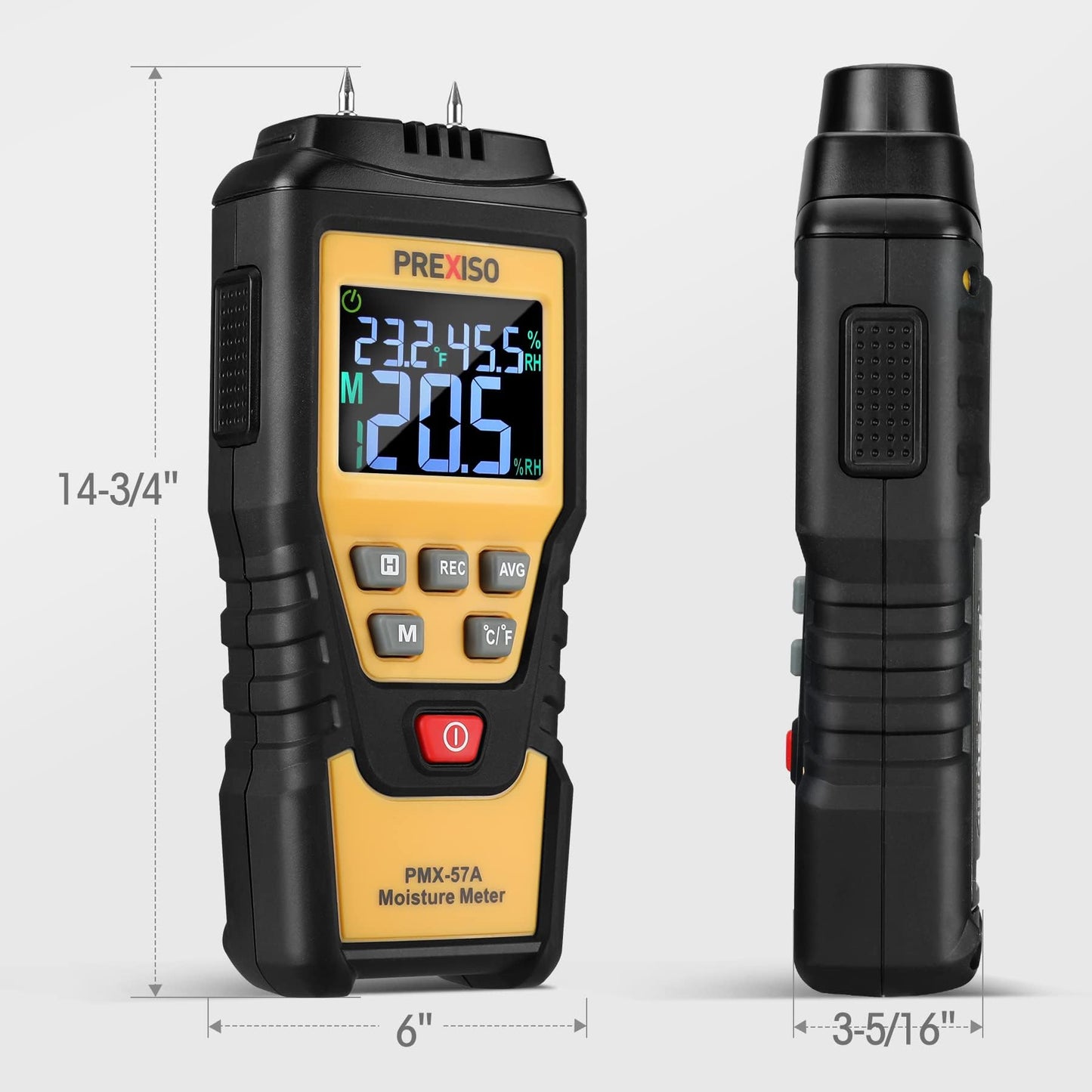 PREXISO Wood Moisture Meter, 7 in 1 Digital Humidity Detector for Lumber, Firewood, Walls, Drywall, Floor, Water Leak Detector, High-Precision Pin Moisture Meter