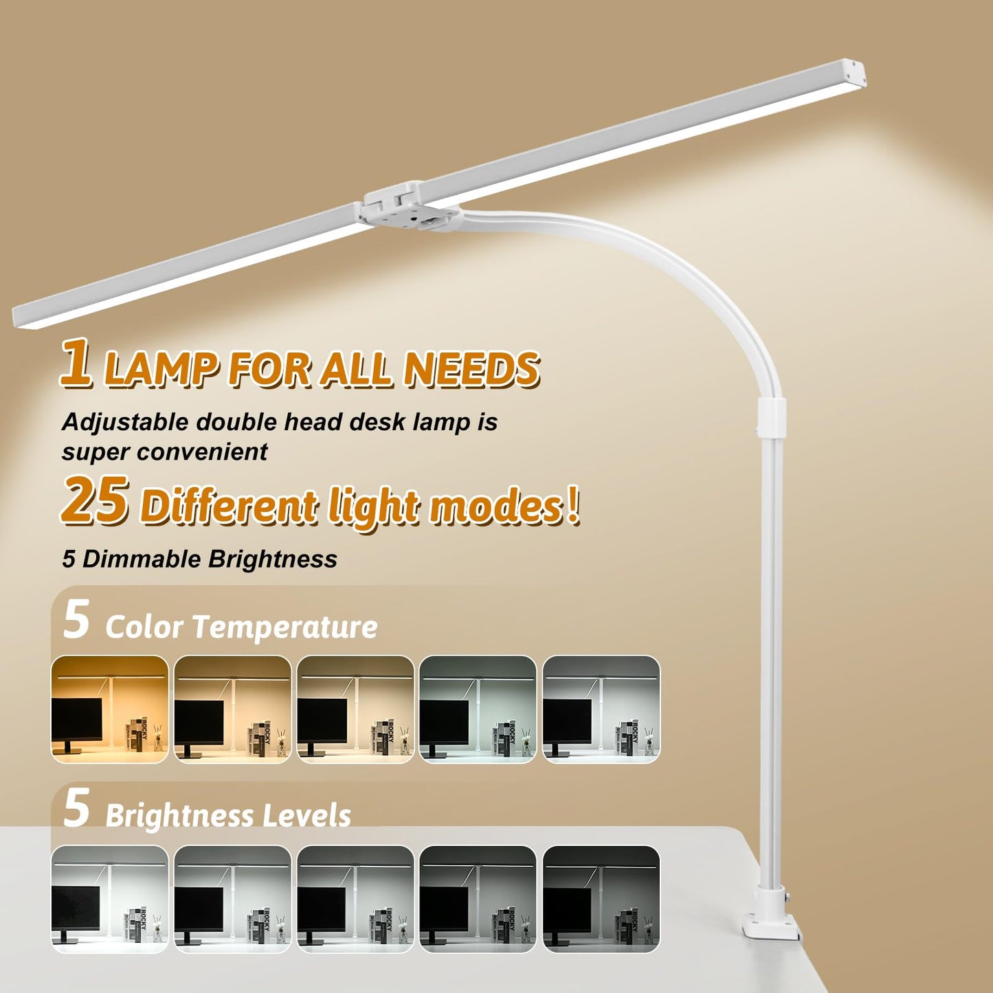 Double Head LED Desk Lamp with Remote Control - Eye Caring Desk Light for Home Dorm Office 24W Brightest Office Lamp for Workbench Architect Reading with Anti-Glare Cover, Timer