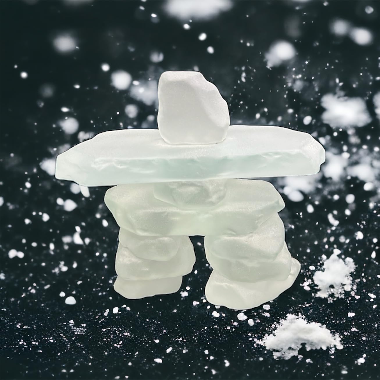 3.5" Frosted Glass Inukshuk