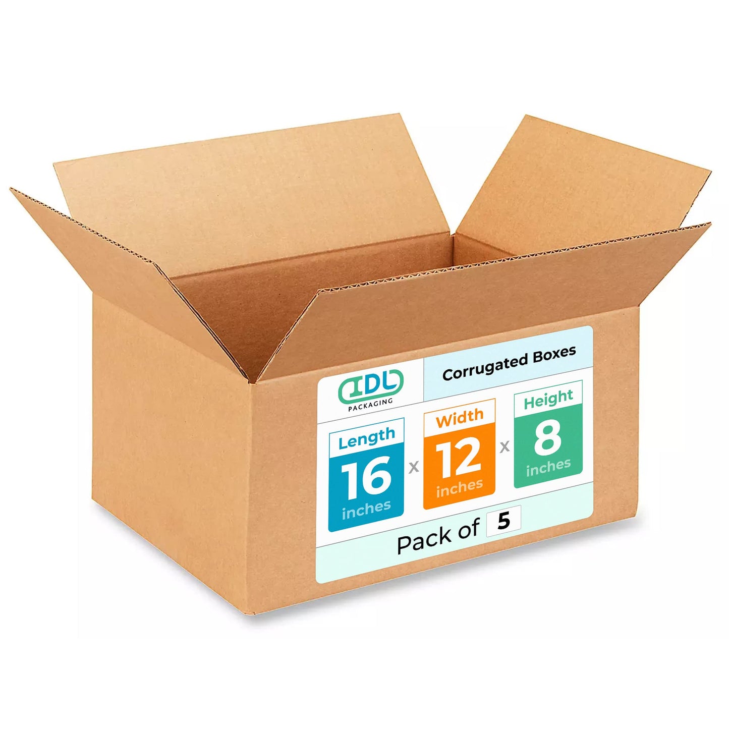 Medium Shipping & Moving Boxes 16 x 12 x 8 inches (5-Pack) - Extra Strength 200 lb vs Regular - Corrugated Packing Boxes for Moving - Cardboard Box for USPS, FedEx - Packing Box by IDL Packaging