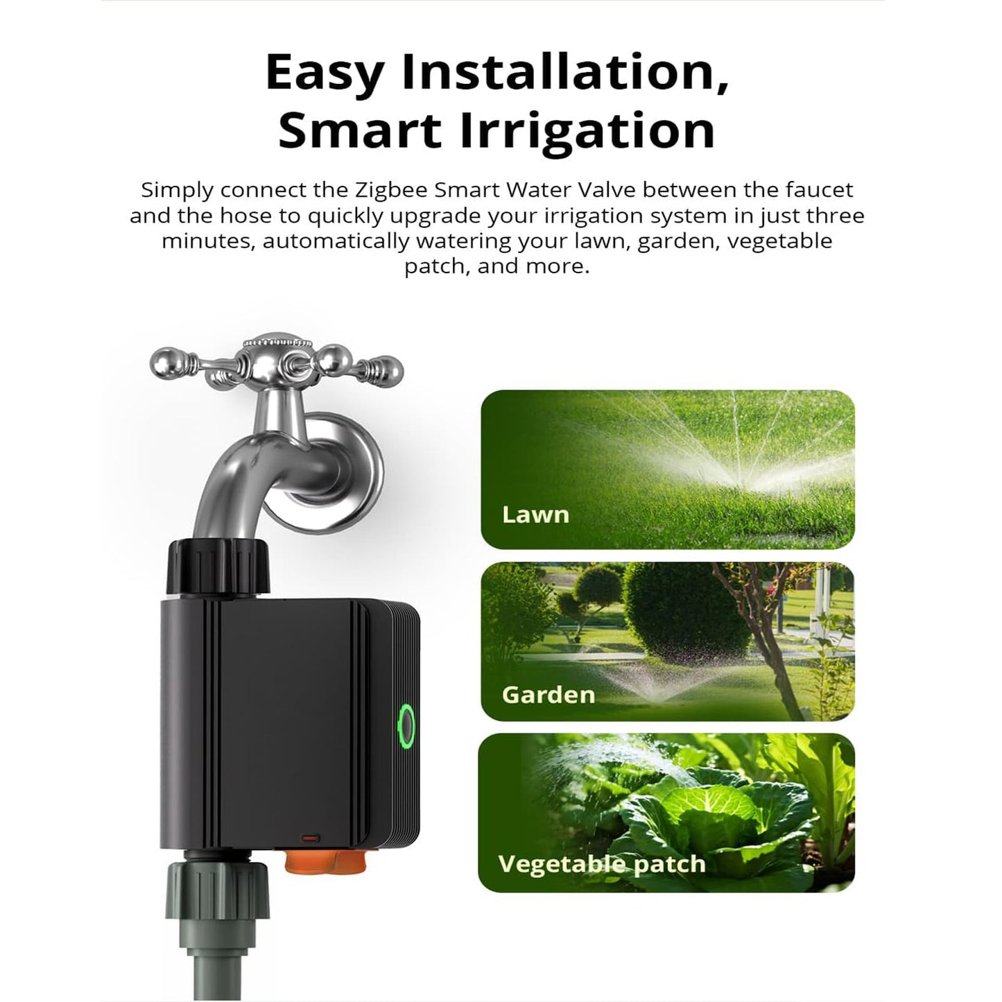 Smilewolf SWV Zigbee 3.0 Smart Water Valve IP55 Sprinkler Controller Home Automate Irrigation Compatible with eWeLink Alexa Google Home (A-SWV-NH)