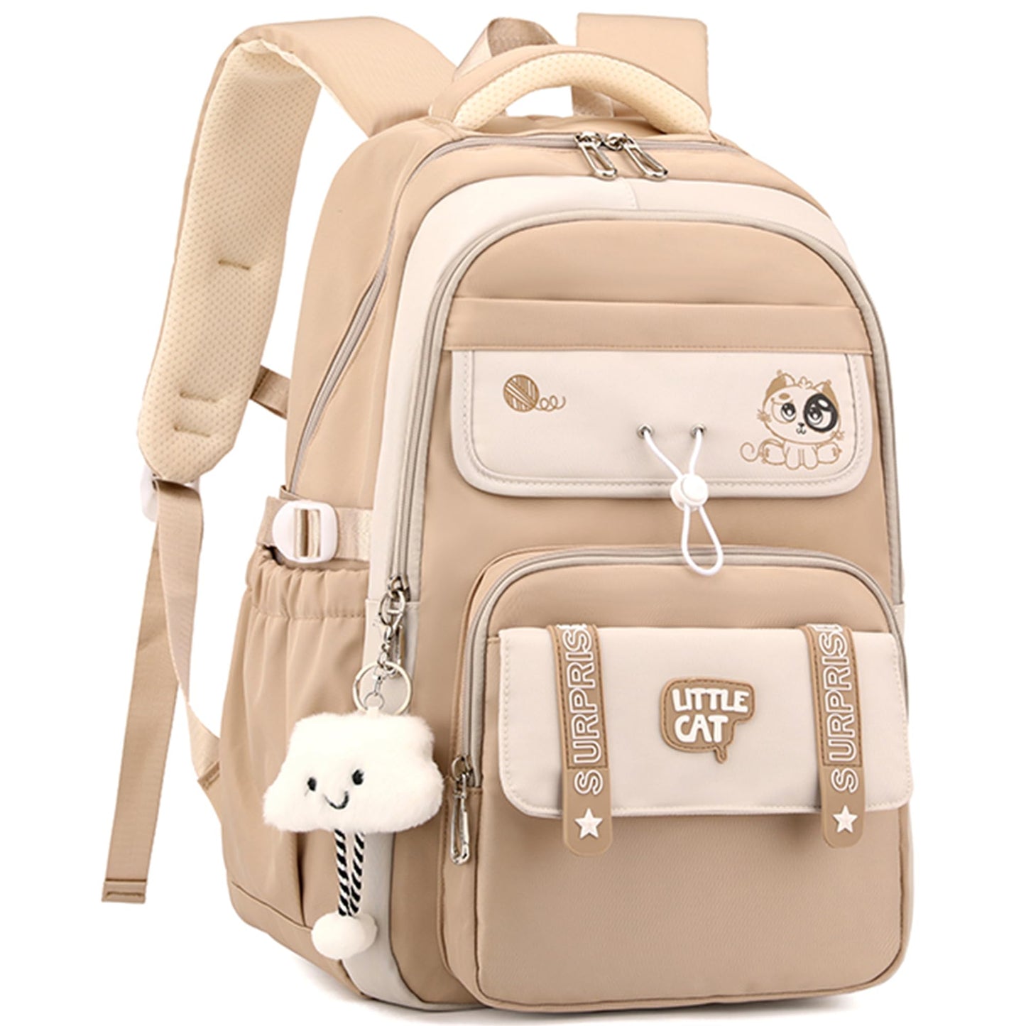 Makukke School Bags for Girls Boys,15.6" Cute Backpack for Kids and Teenagers Daypack Waterproof with Cute Pendant