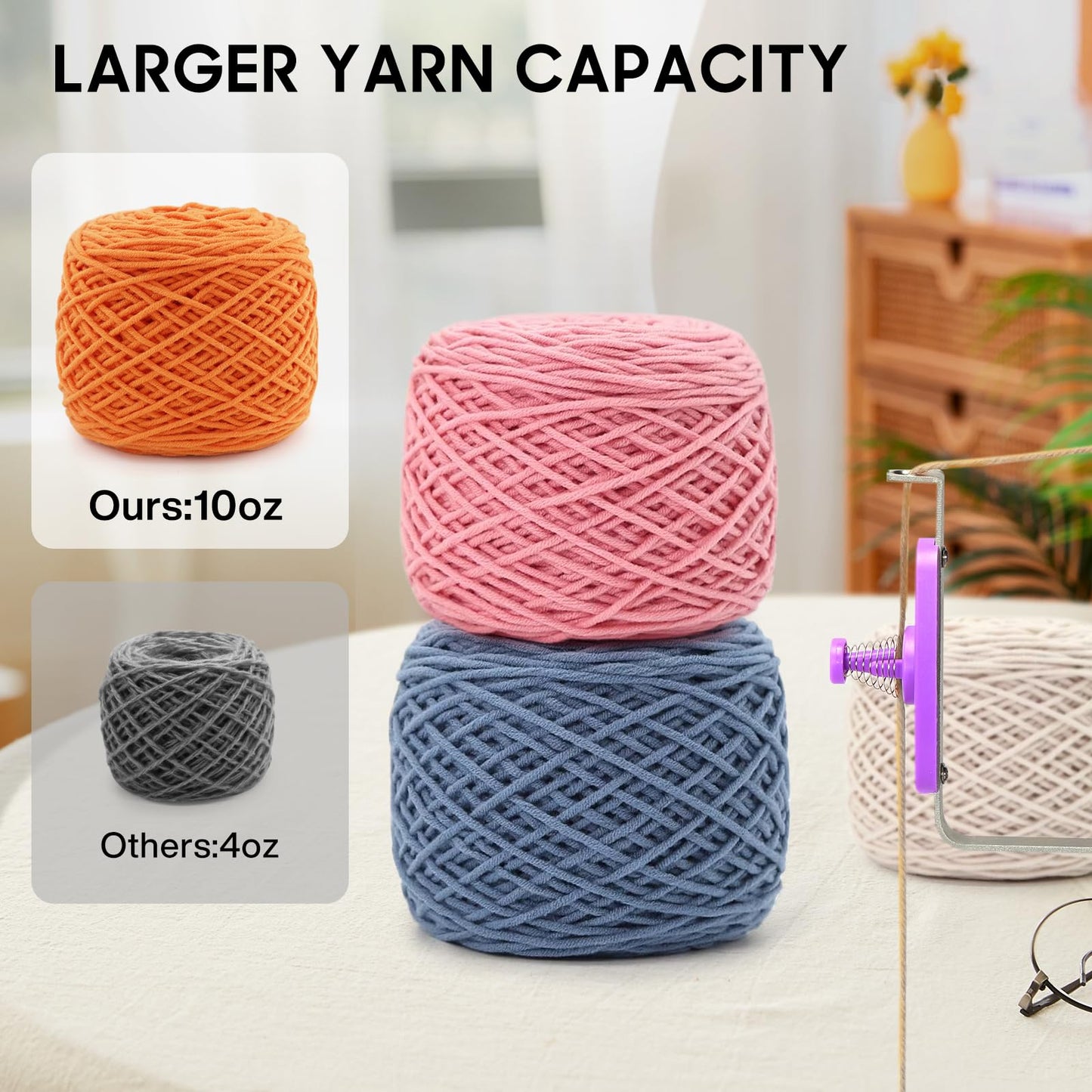 Electric Yarn Winder for Crocheting High Speed, Upgrade Three Gears Adjustable 4-10oz Large Capacity Automatic Yarn Ball Winder, Yarn Spinner, The Helper for Knitting Enthusiast, Purple