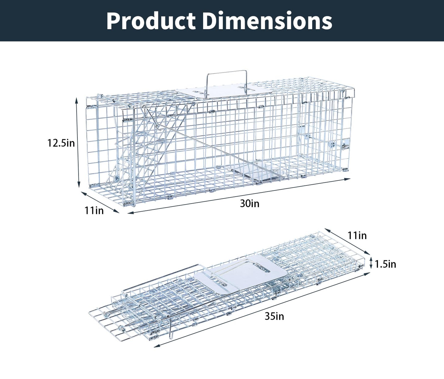 32" Live Animal Trap,Humane Live Animal cage Trap for Squirrels,Small Stray Cats,Rabbits
