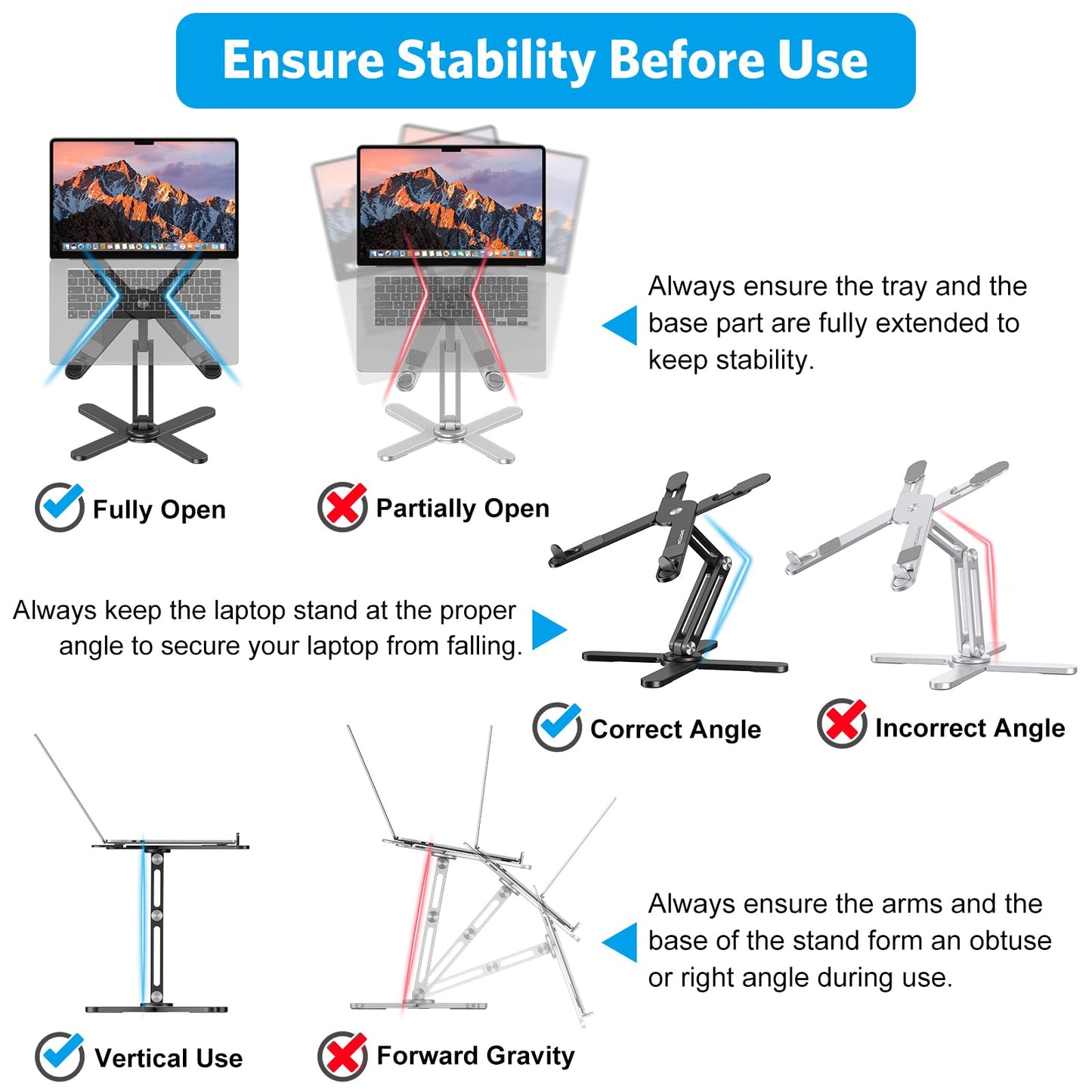 OMOTON Foldable 360 Rotating Laptop Stand for Desk, Adjustable Computer Stand Riser for Collaborative Work, Easy Storage Aluminum Holder Fit for All Laptops up to 16 inches (Black)