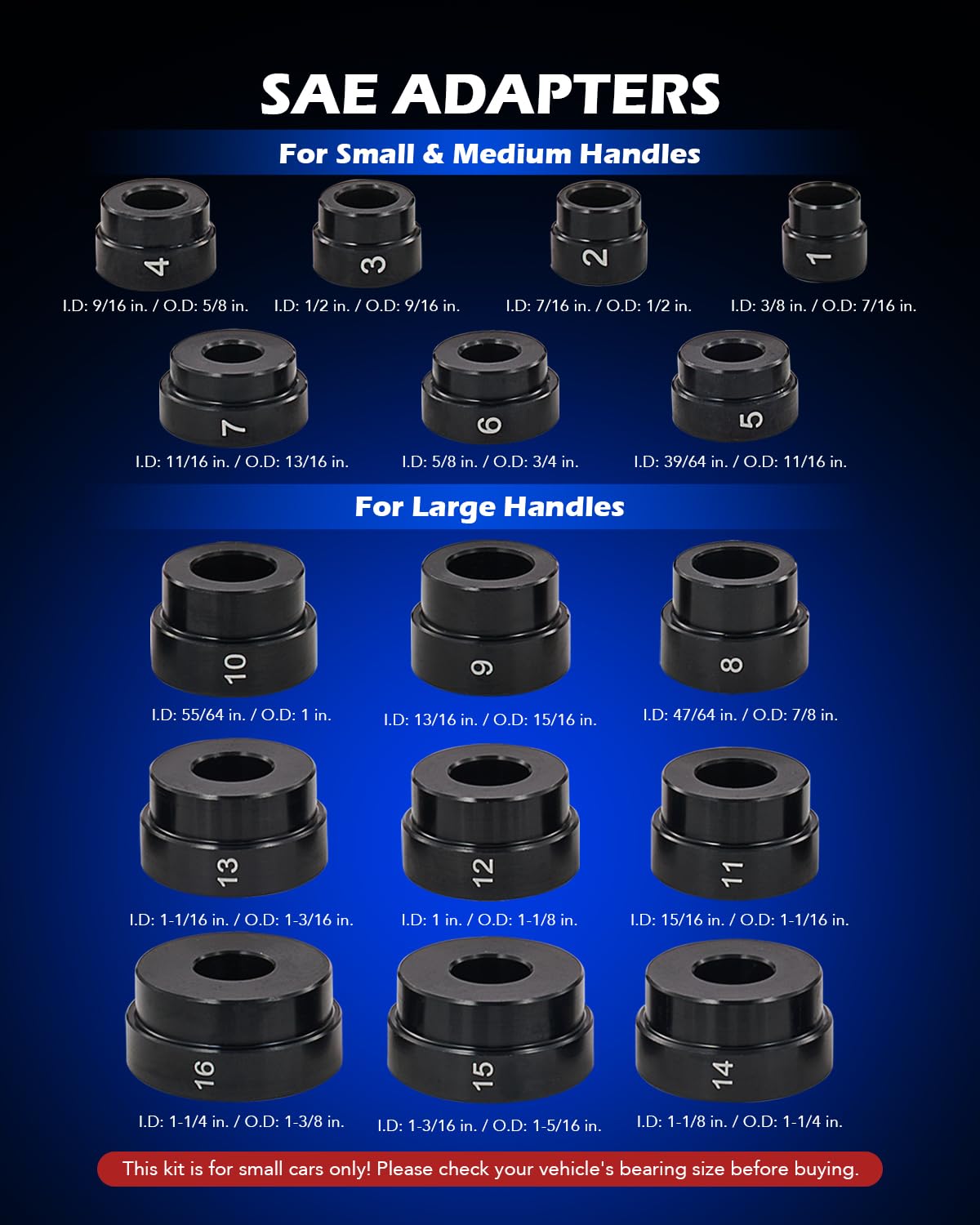 Orion Motor Tech 33pc Bearing Race & Seal Driver Set, 3 Knurled Handles, 30 Dual-Sided SAE & Metric Adapters, Blue Aluminum Alloy, Grease Compatible, Wheel Bearing Installation Kit