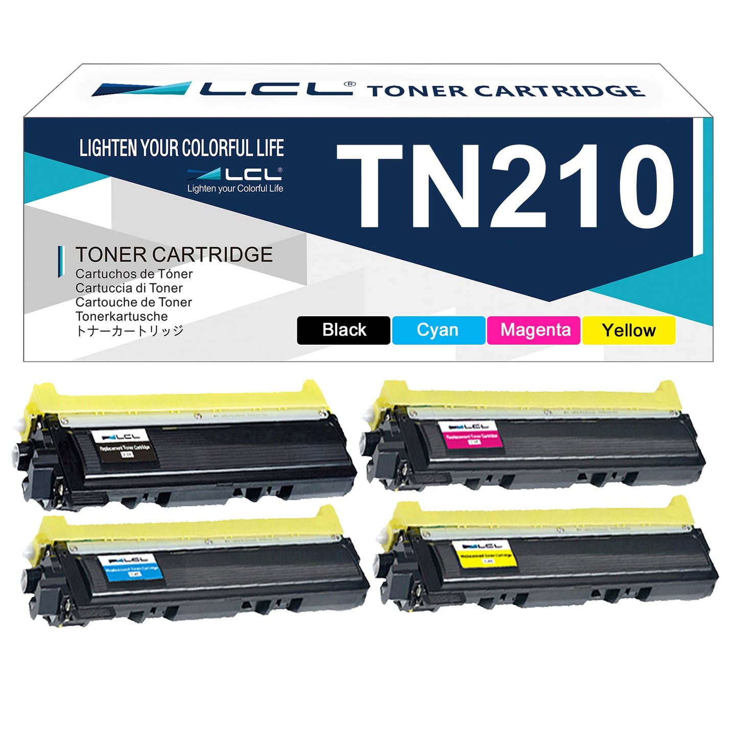 TN-210 TN210 Toner Cartridge Set Replacement for Brother TN210BK TN210C TN210M TN210Y (4-Pack,Black Cyan Magenta Yellow) for MFC 9125CN MFC-9125CN HL 3045CN HL-3045CN HL 3040CN HL-3040CN