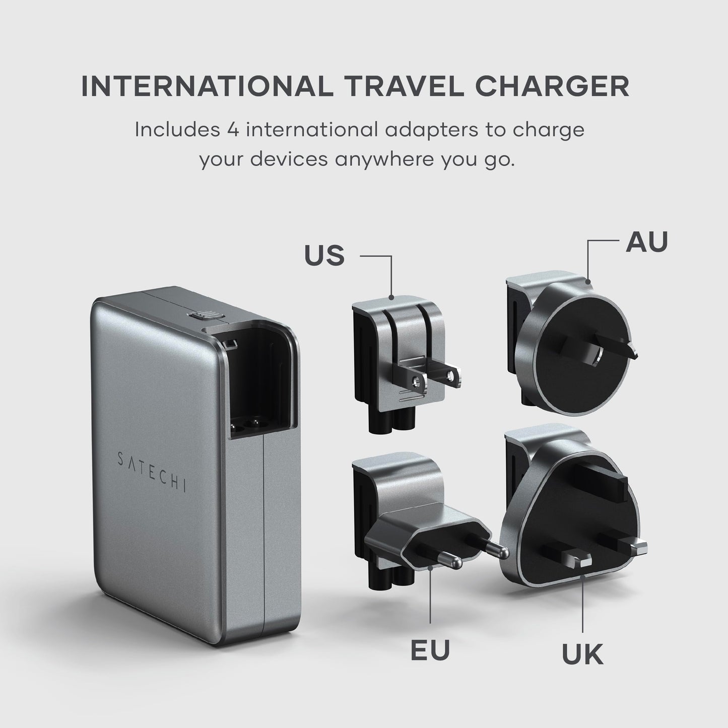 Satechi 145W GaN Travel Charger, 4-Port GaN USB C Charger, 2 USB-C PD 3.1, Fast Charging Travel Station for Laptop, for MacBook Air/Pro M4, iPad Air/Pro M4, iPhone 17 to 12 Series, Android, Windows