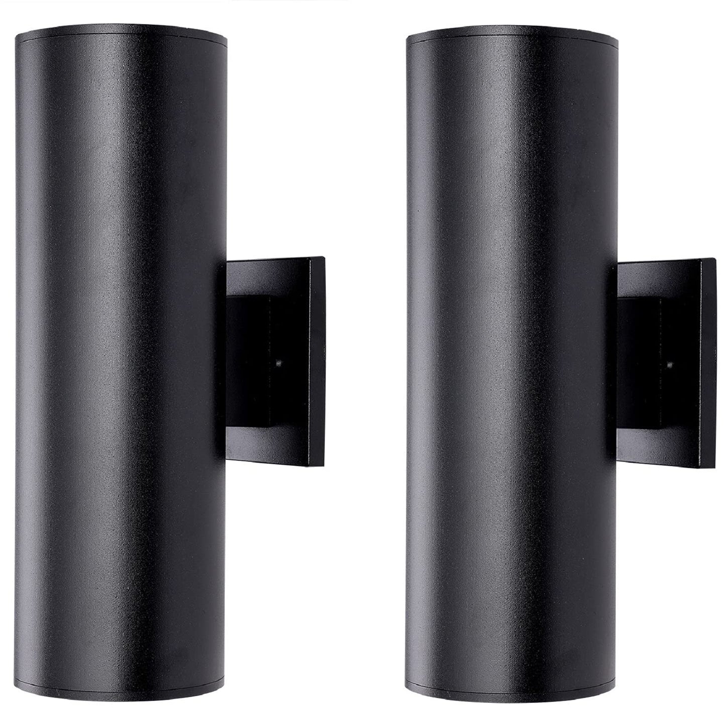 RETRELMP Outdoor Lights Wall Mount, Waterproof Exterior Light Fixtures, Black Modern Cylinder Aluminum Outside Lights for House Porch Light for Garden Garage Entryway 2 Pack E26 Base
