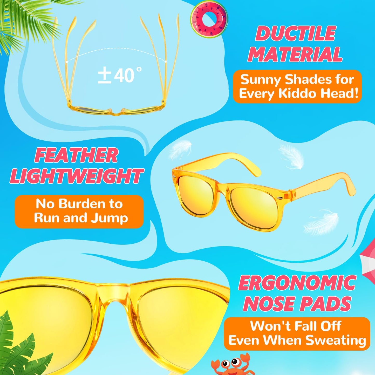 Rugort Kids Sunglasses 32 Bulk Party Favors, Toddler Boys Girls Age 3-8 Birthday Favor Summer Goodie Bags Stuffers, Neon Sunglass with UV 400 Protection for Students Valentines Easter Day Gifts