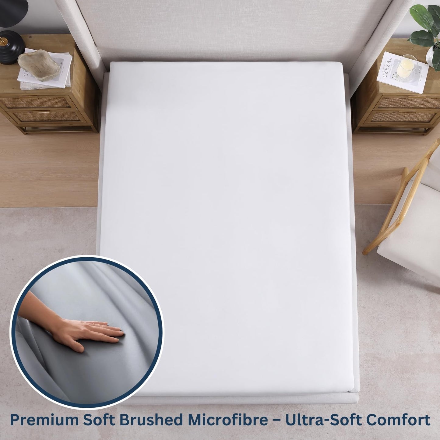 Queen Fitted Sheet (Pack of 2), Pre-Washed, Deep Pocket 14 inch (35 cm) - Easy Care - Soft Brushed Microfibre Fabric - Shrinkage and Fade Resistant - Bottom Sheet